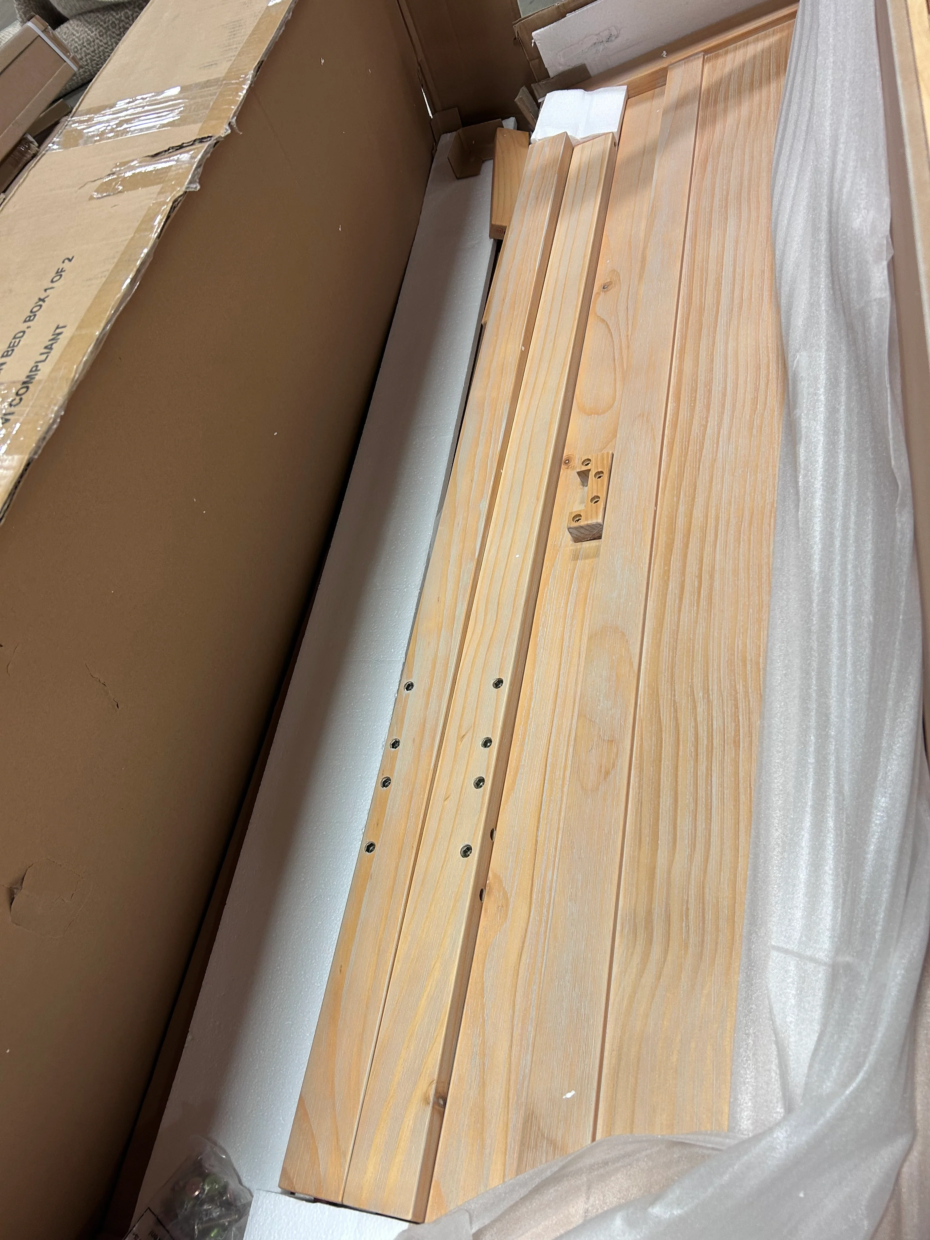 Solid Wood Panel Bed - Queen, Light Driftwood 2-BOXES - Image 11