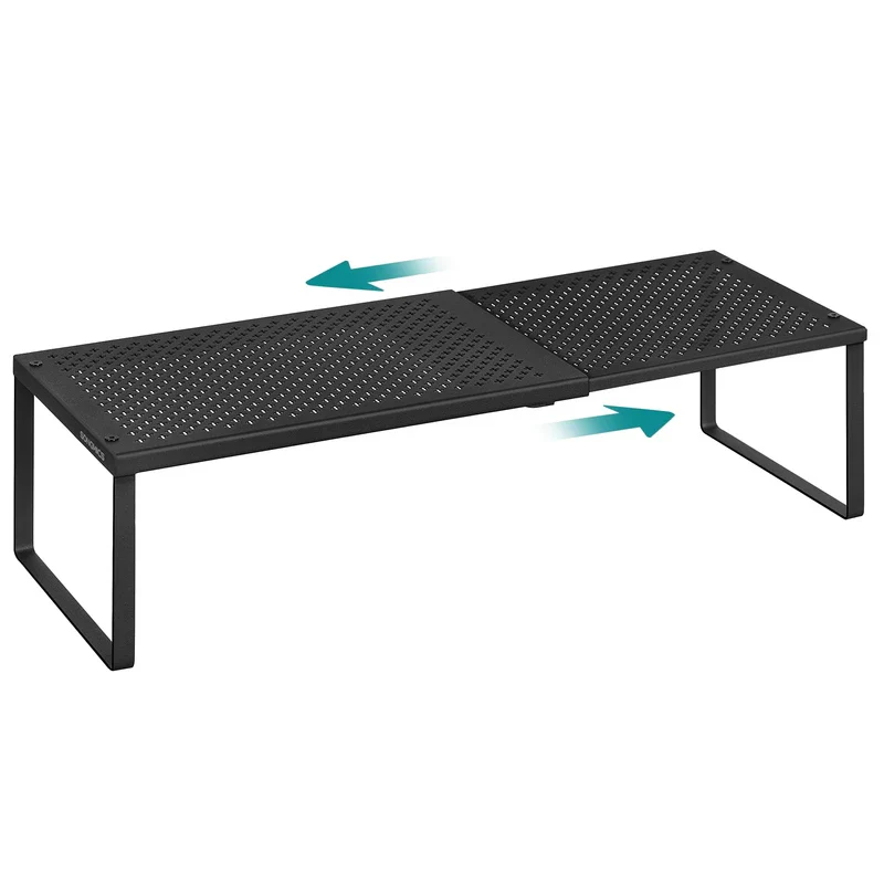 Spice Rack, Expandable Kitchen Countertop Shelf, Matte Black