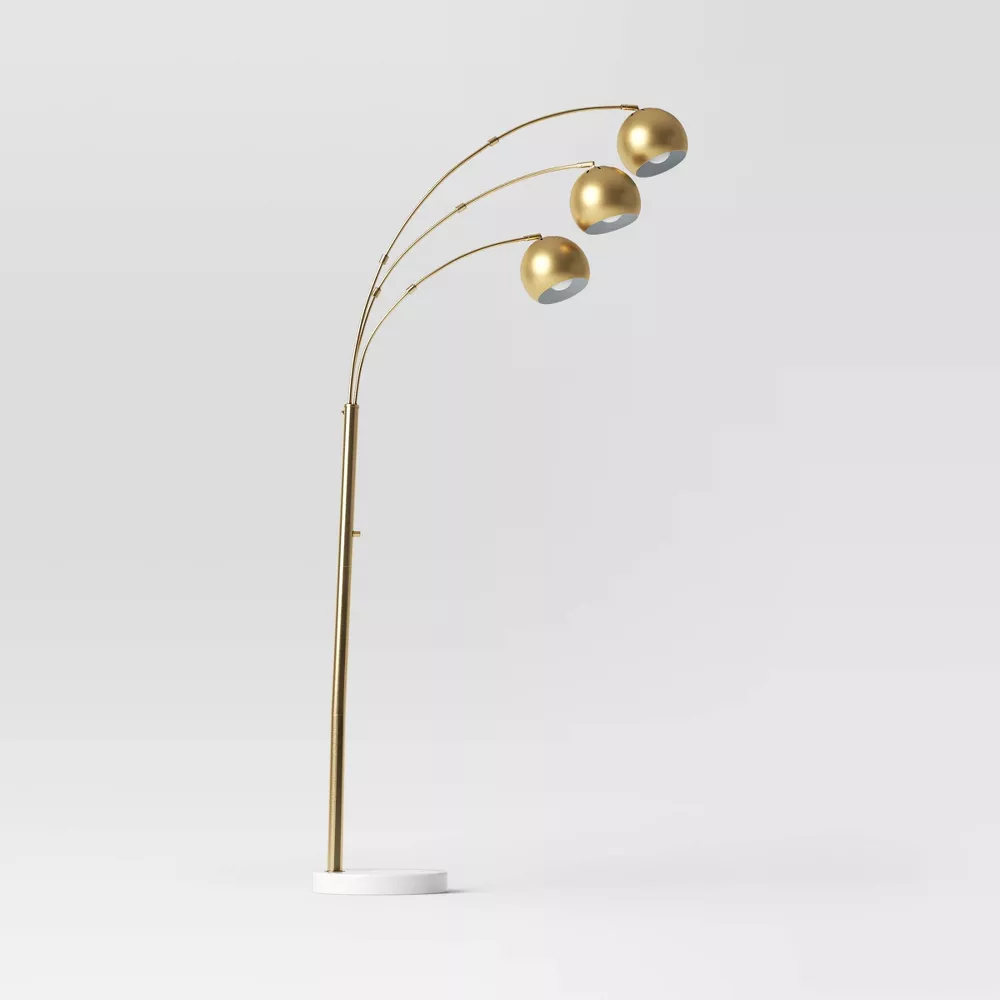 Span 3-Head Metal Globe Floor Lamp Brass,