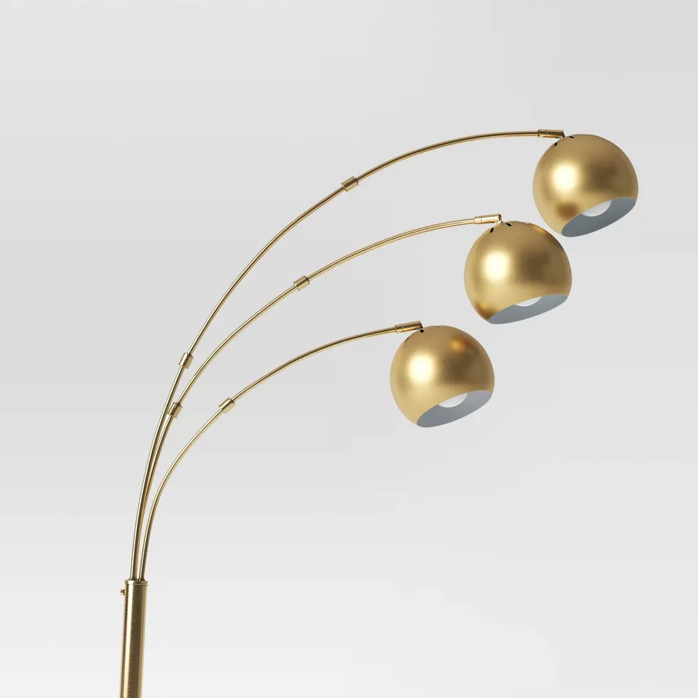 Span 3-Head Metal Globe Floor Lamp Brass, - Image 3