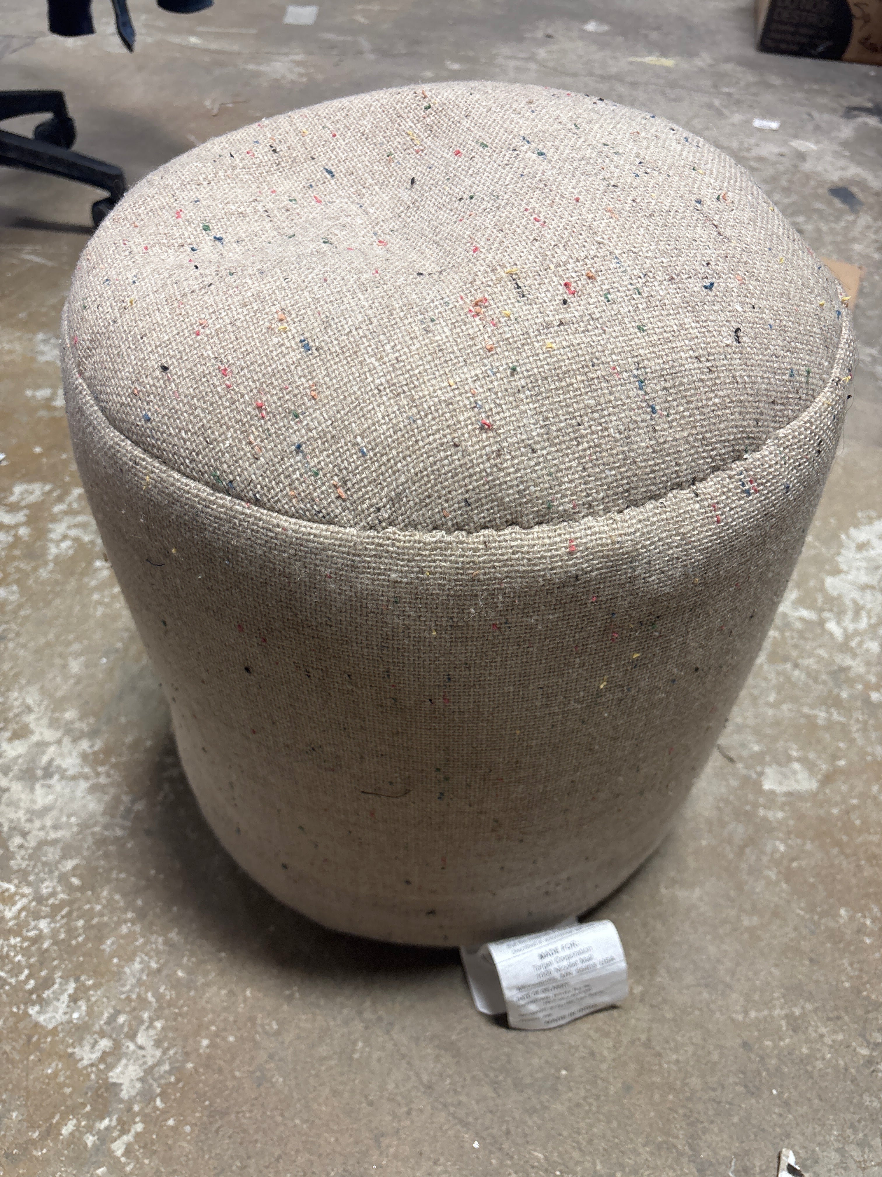 Speckled Pouf Ottoman Speckled Beige SHOWROOM ITEM - Image 3