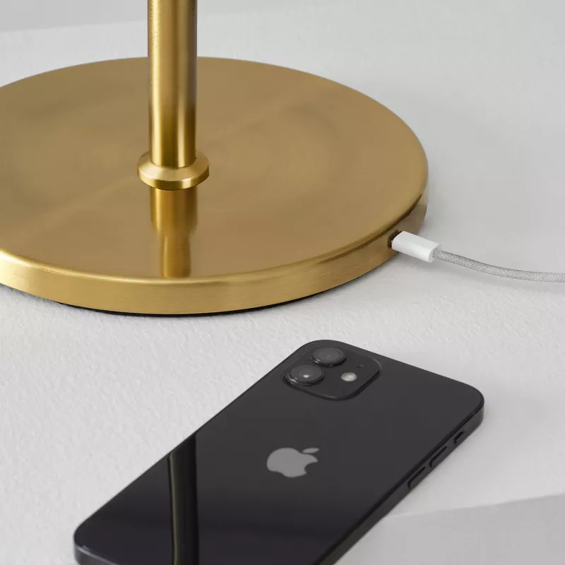 Sphere Mid-Century Dimmable USB Charging Tree Table Lamp Antiqued Brass - Image 4