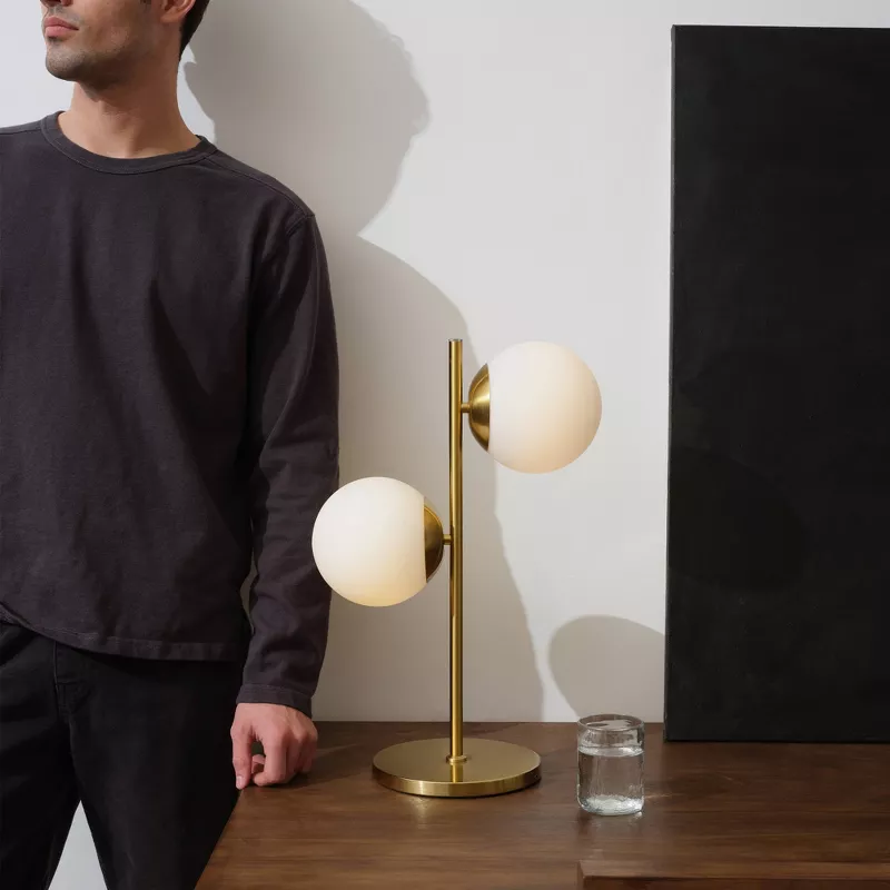 Sphere Mid-Century Dimmable USB Charging Tree Table Lamp Antiqued Brass - Image 5