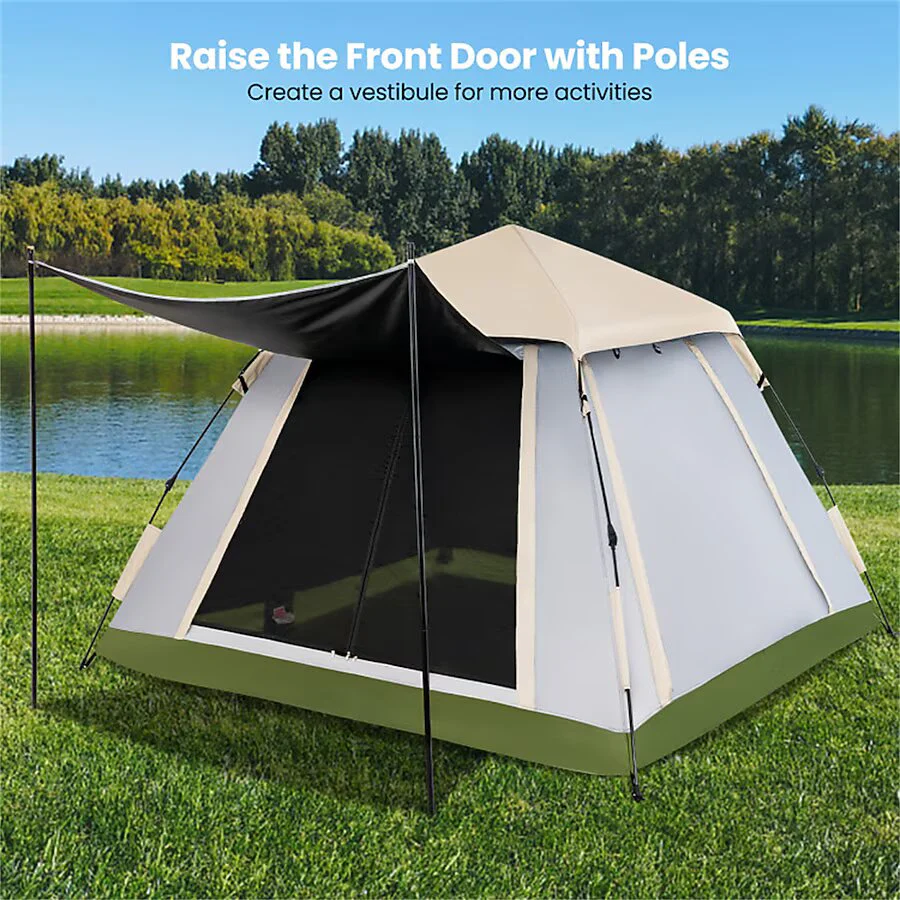 Square Beige + Green + Grey Pop-up Canopy - Image 2