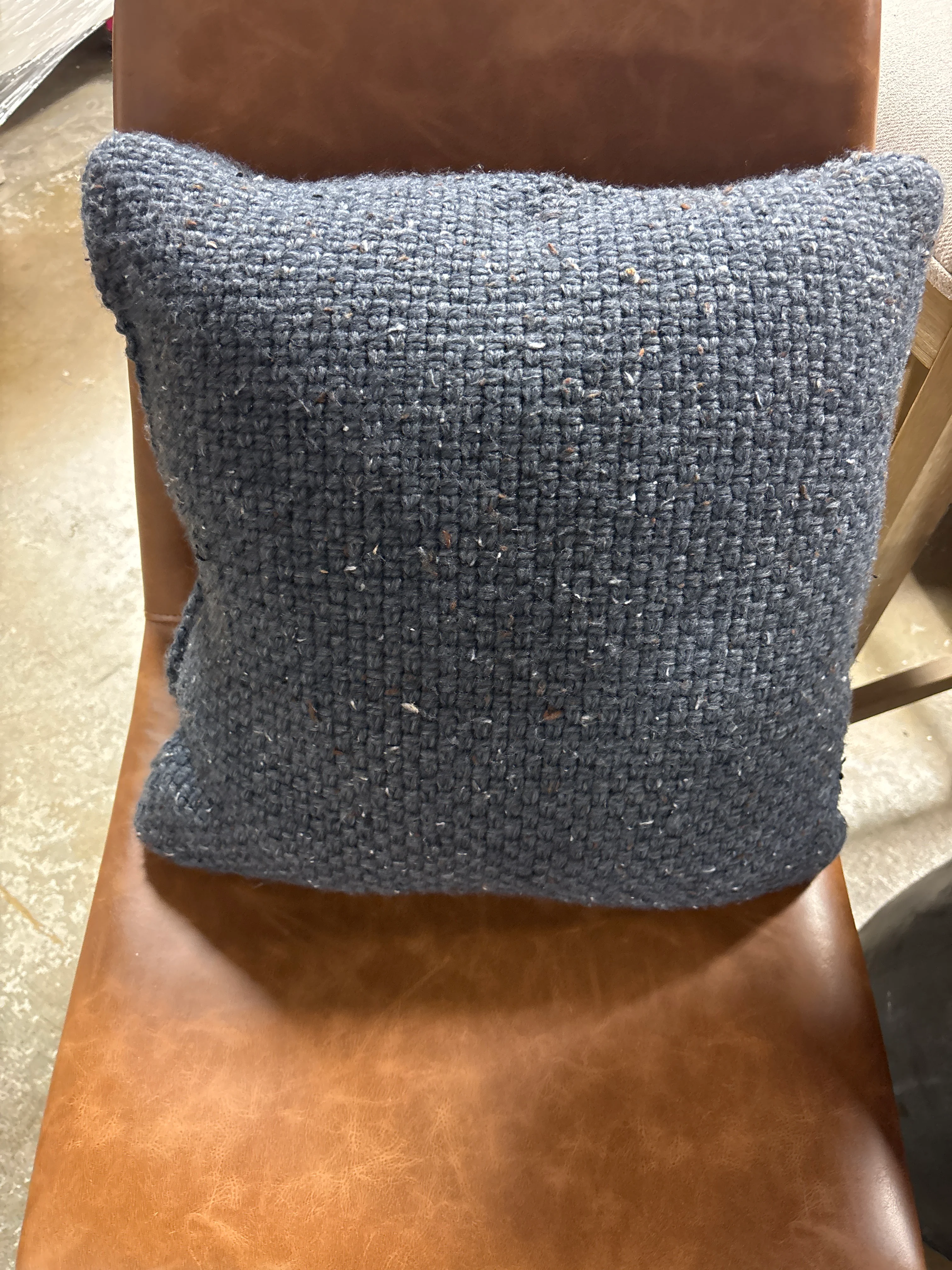 Square Marled Knit Throw Pillow Navy SHOWROOM ITEM - Image 4