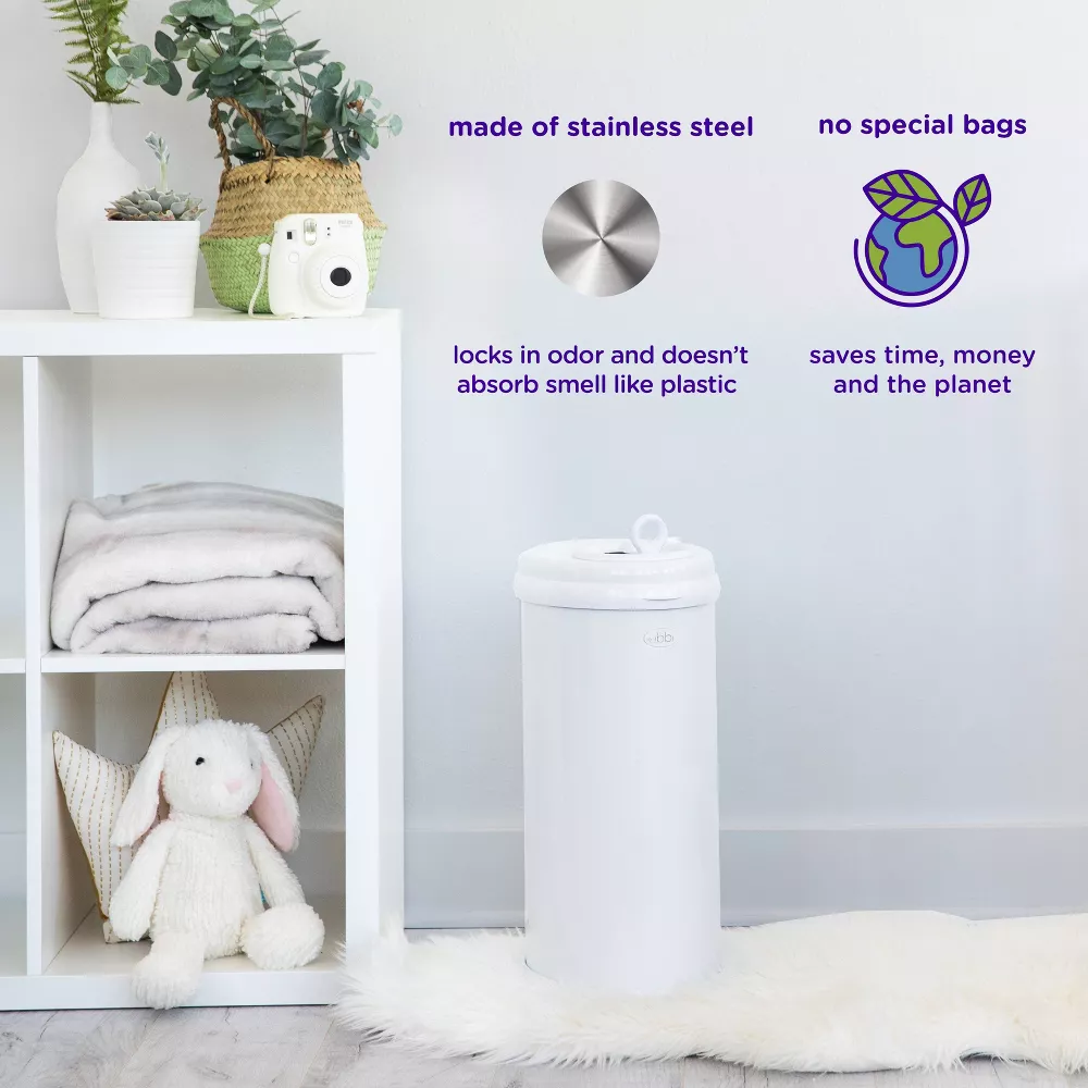 Stainless Steel Diaper Pail - White - Image 4