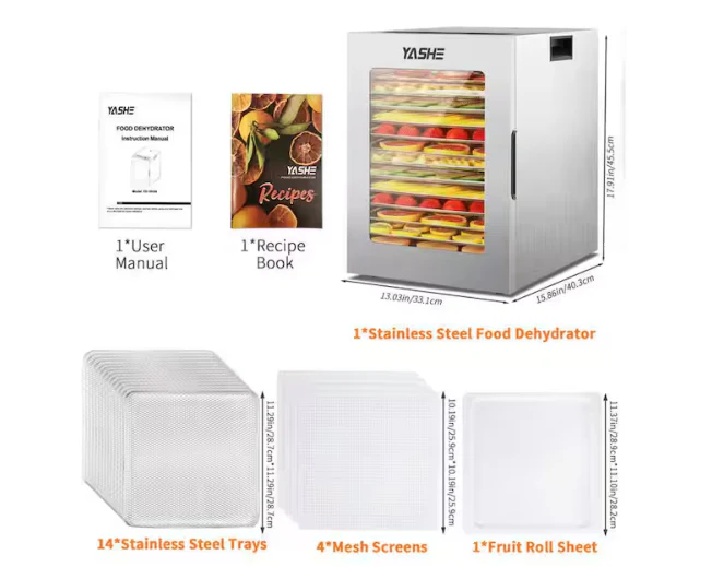 14 Stainless Steel Food Dryer Timer and Temperature Control Food Dehydrator - Image 4