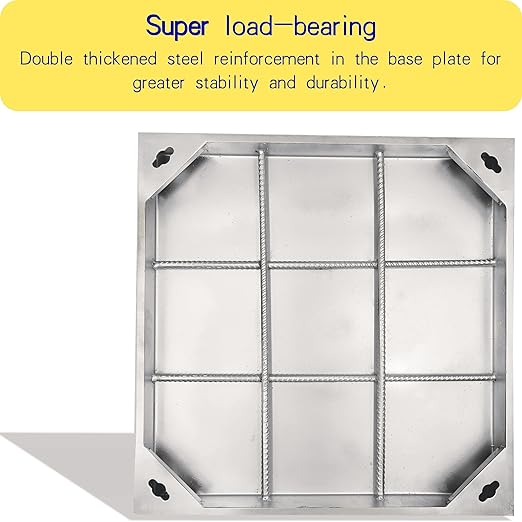 Stainless Steel Manhole Cover and Frame 28x28, B Class Square Septic Tank Lid with Base, Invisible Sewage Basin Cover, Heavy Duty Metal Inspection Lid for Driveway - Image 3