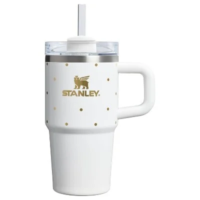Stanley 20oz Frost Polka Dot Travel Tumbler - White/Gold SHOWROOM ITEM