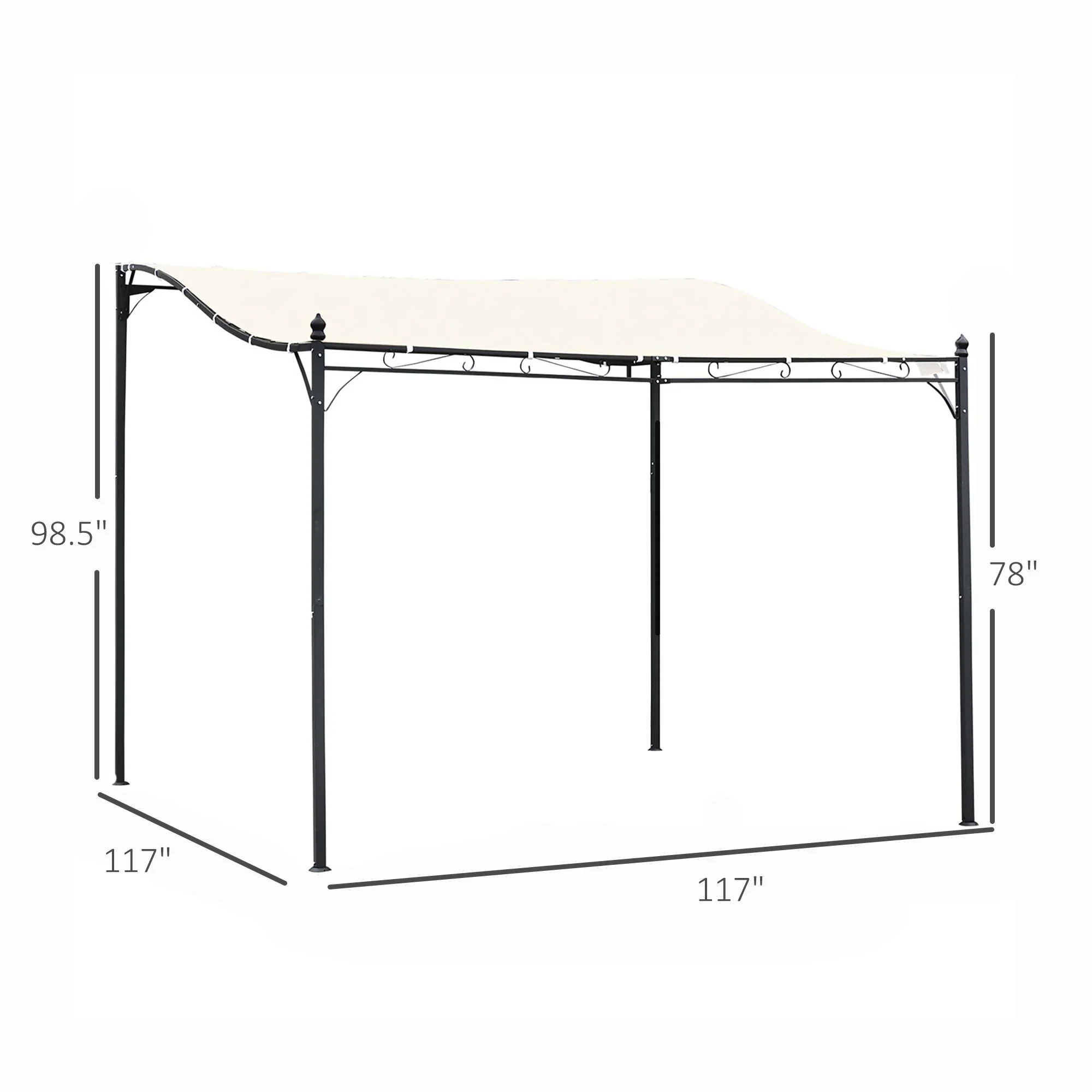 Steel Outdoor Pergola Gazebo, Patio Canopy with Weather-Resistant Fabric and Drainage Holes for Backyard Pool Deck Garden, Cream White - Image 2