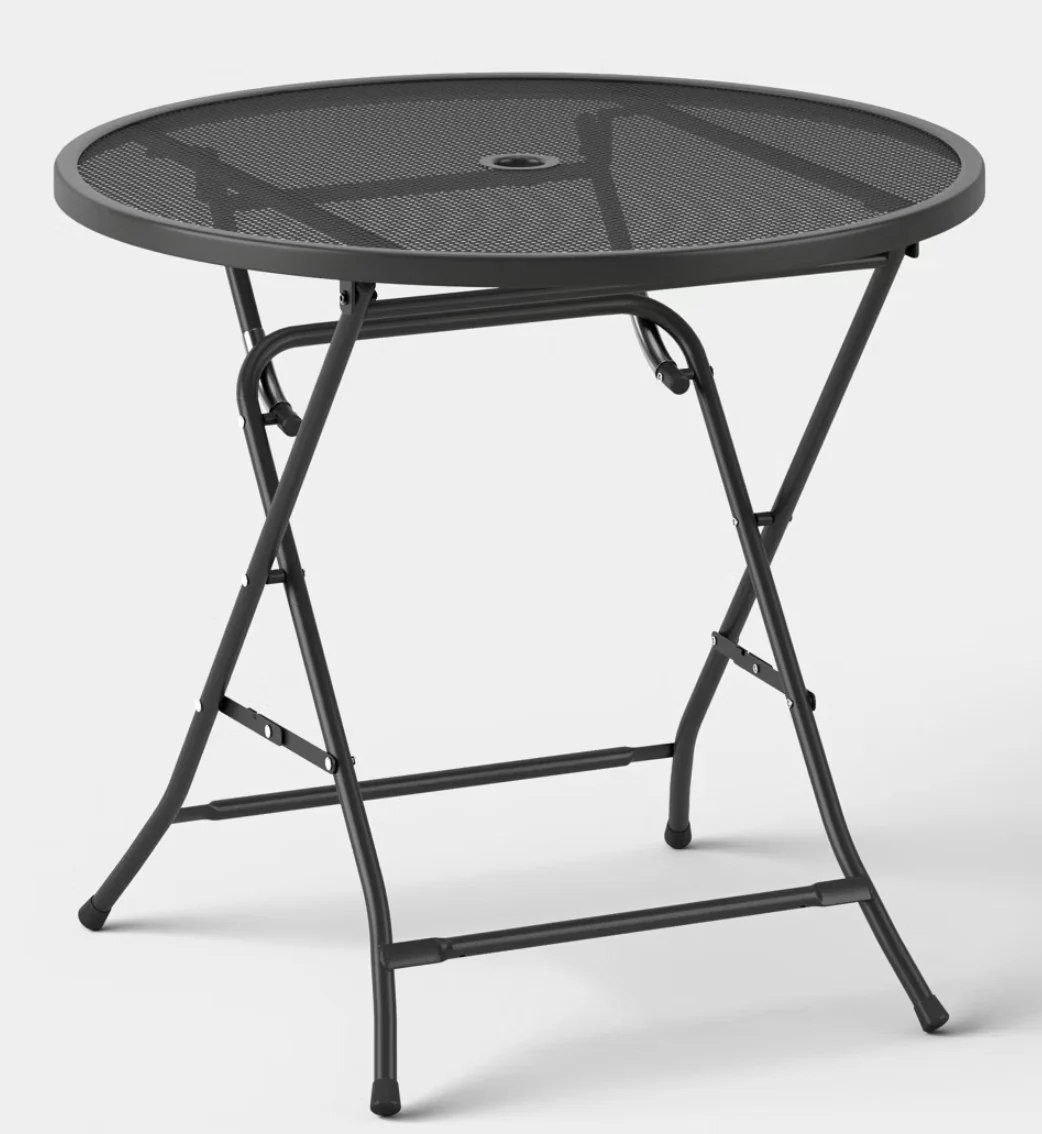 Steel Round Metal Mesh Outdoor Patio Bistro Table Black - Room Essentials™ SHOWROOM ITEM