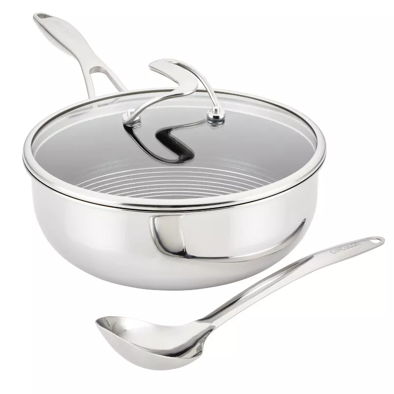 SteelShield C-Series 3pc Clad Tri-Ply Nonstick Chef Pan with Lid and Utensil Set