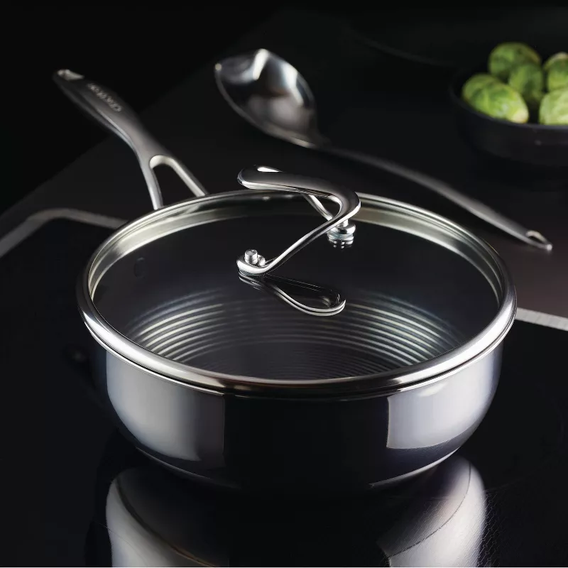 SteelShield C-Series 3pc Clad Tri-Ply Nonstick Chef Pan with Lid and Utensil Set - Image 3