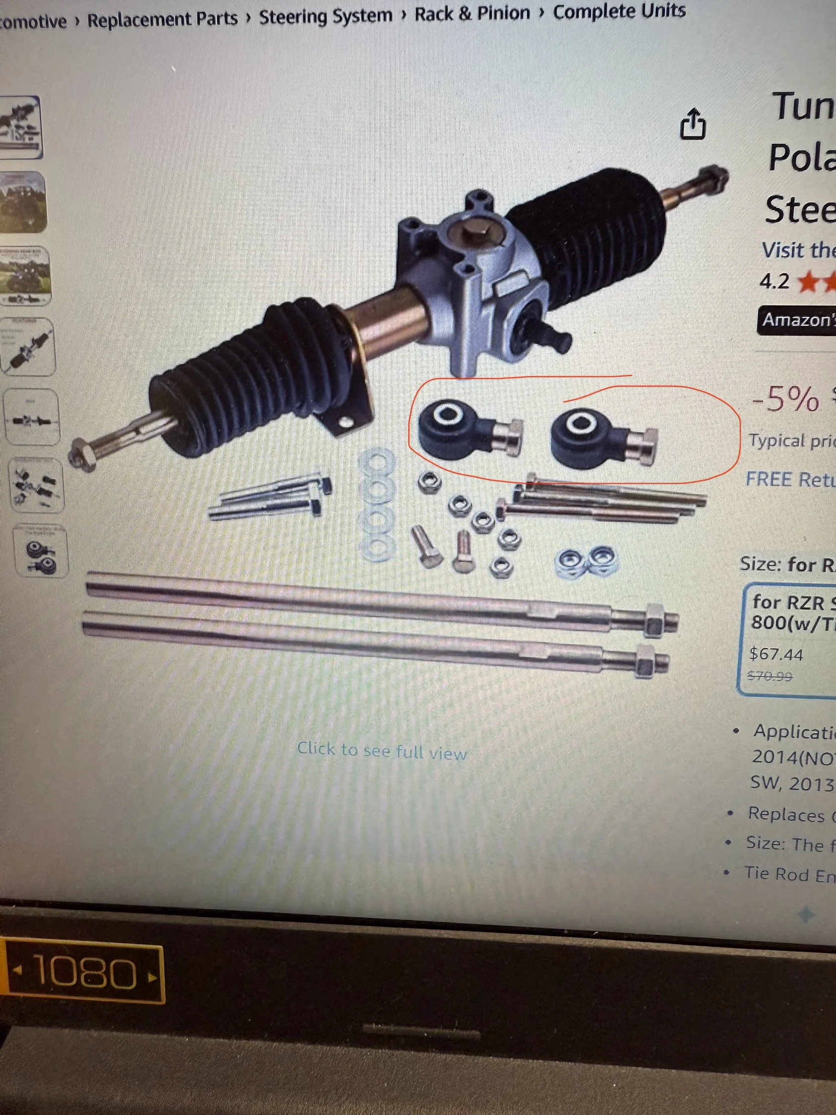 Steering Rack and Pinion with Tie Rod Ends for Polaris Steering Gear Box Assembly - Image 6