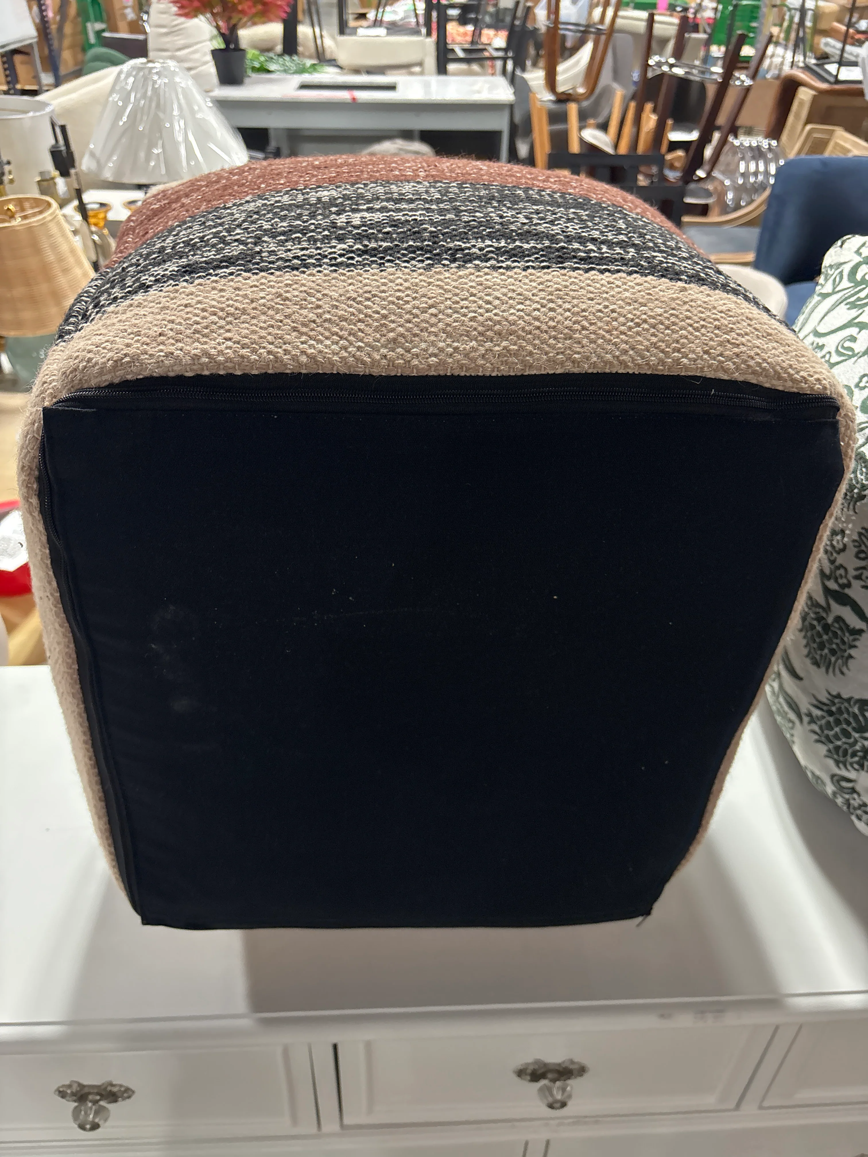 Steve Silver Co. Square Handwoven Pouf Beige/Brown/Black SHOWROOM ITEM - Image 4