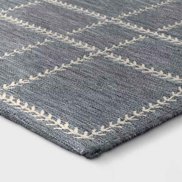 Stitched Grid Woven Outdoor Area Rug Slate Blue 7'x10' - Image 3