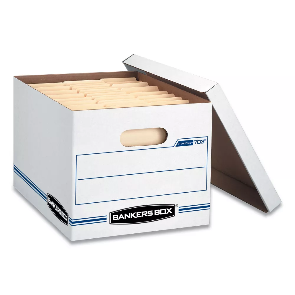 STOR/FILE Basic-Duty Storage Boxes, White/Blue, Box of 12 - Image 3
