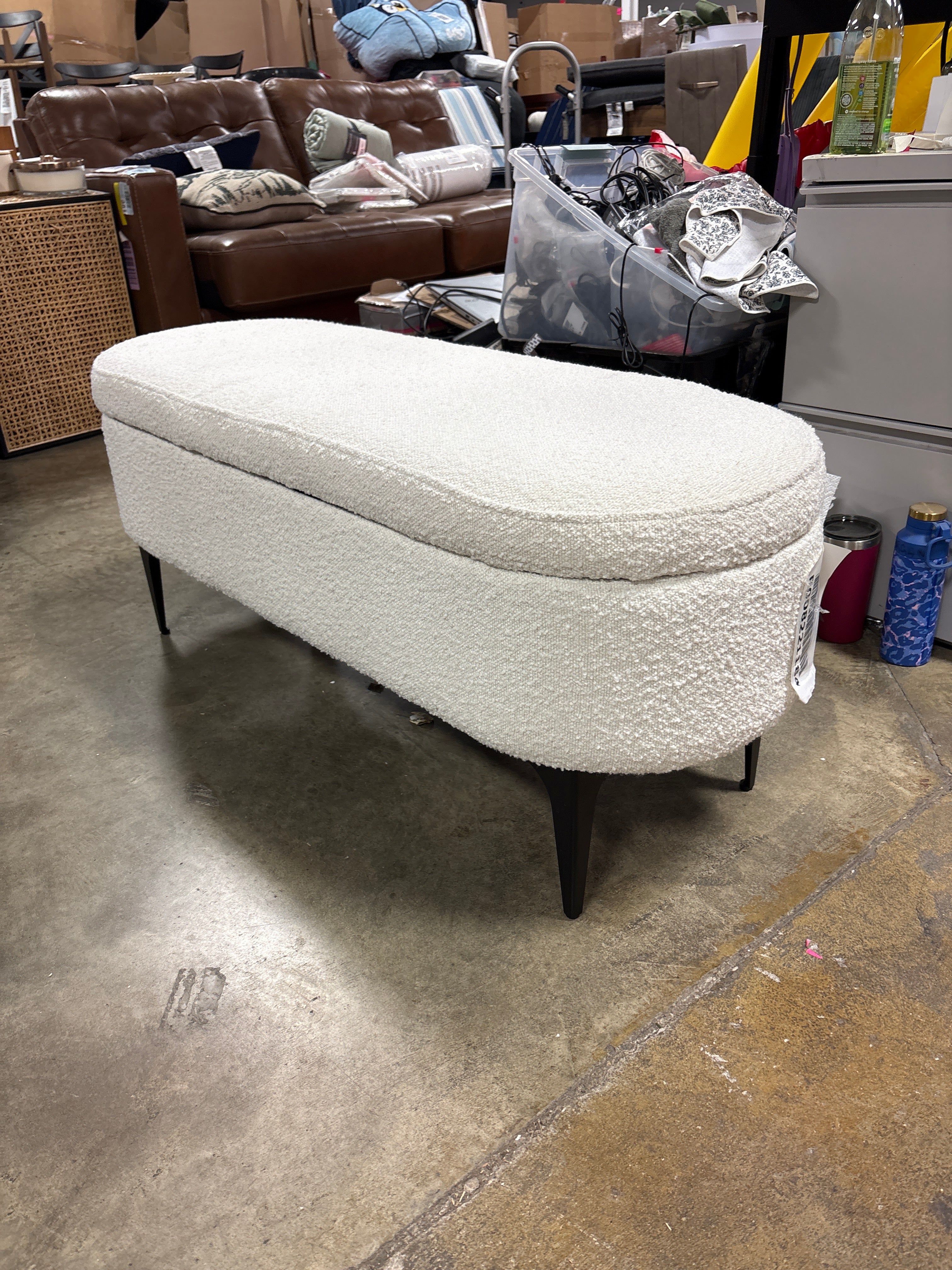 Storage Bench with Metal Legs Cream Boucle - Threshold™ SHOWROOM ITEM - Image 2