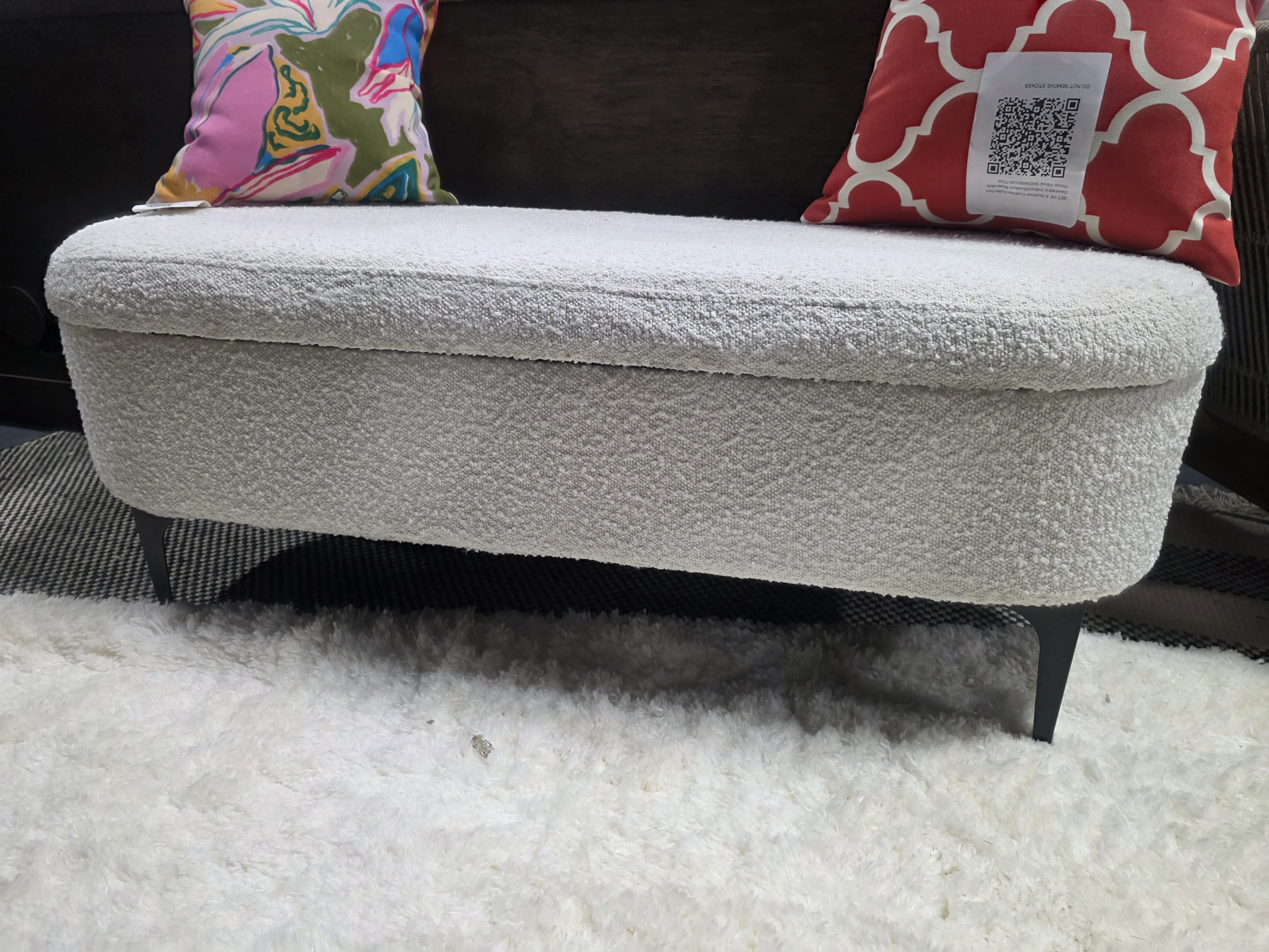 Storage Bench with Metal Legs Cream Boucle - Threshold™ - SHOWROOM ITEM - Image 2