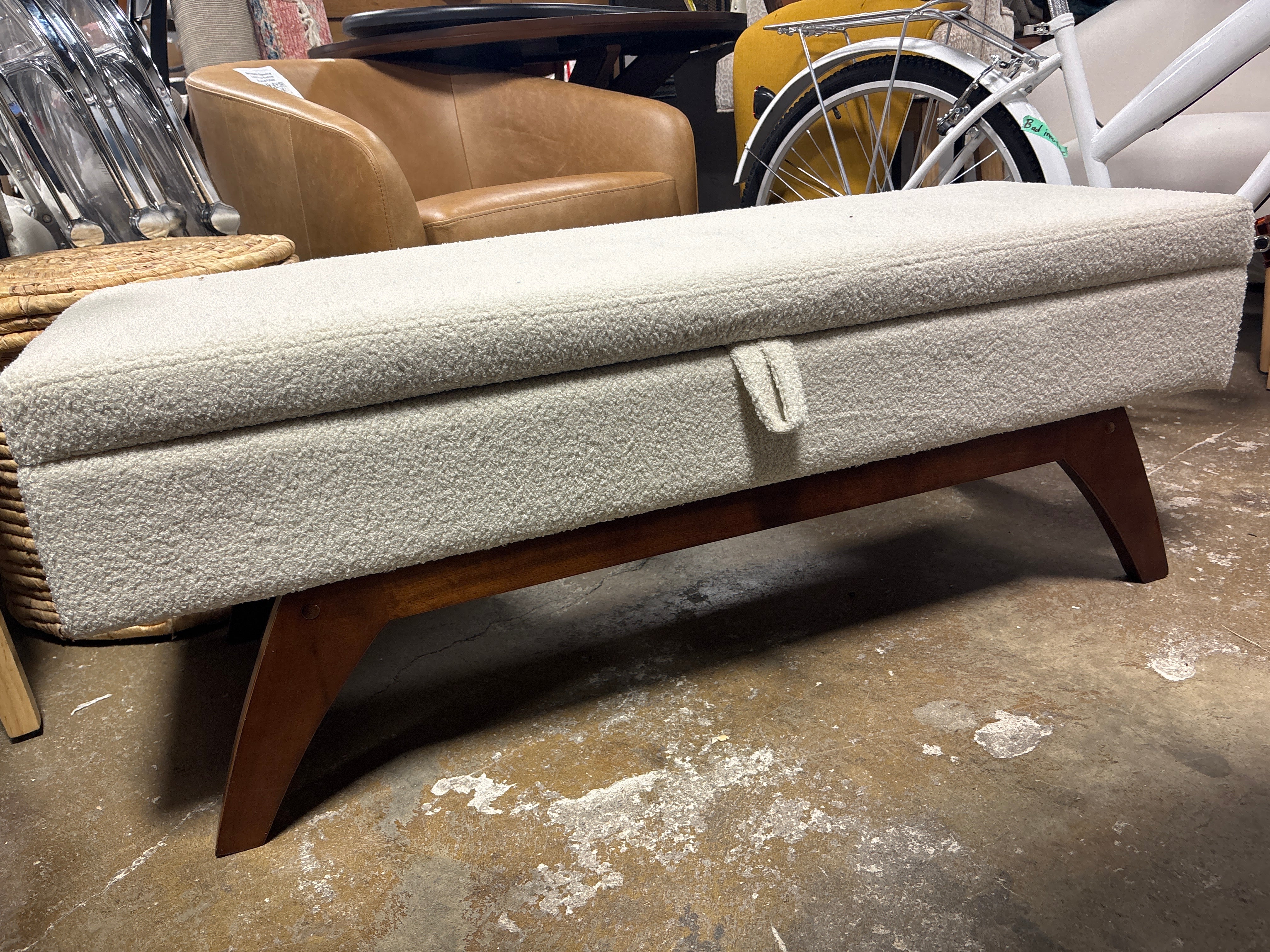 Storage Ottoman Bench with Wood Legs SHOWROOM ITEM - Image 3