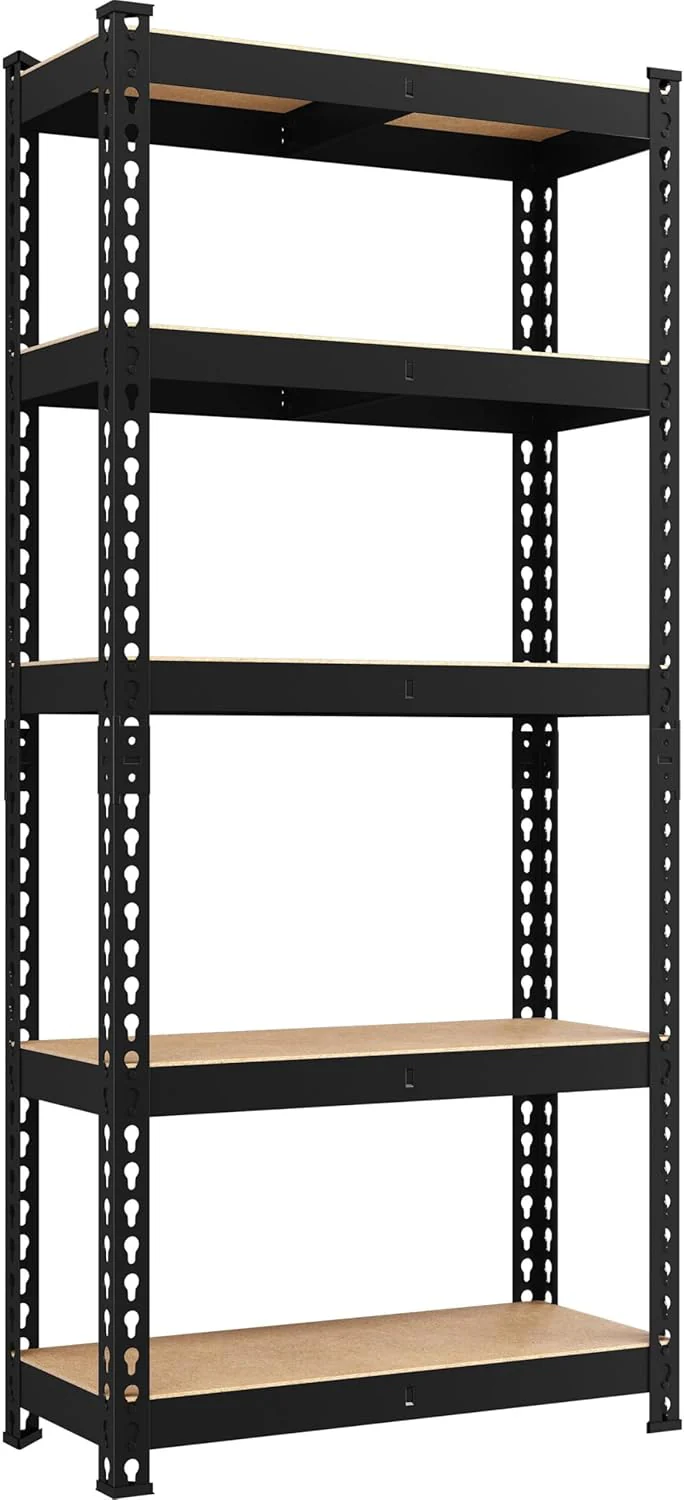 Storage Shelves, 5 Tier Heavy Duty Adjustable Metal Shelving Unit, Industrial Utility Rack for Garage Warehouse Pantry Closet (27.5 W x 12 D x 60 H Inches, Blue),