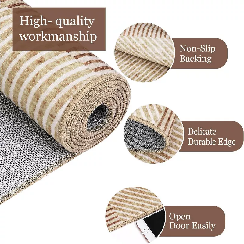 Striped Area Rug - Modern Low Pile 5x7, Brown - Image 4