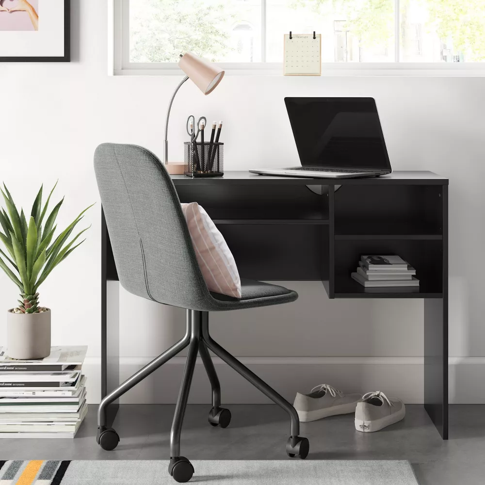 Student Writing Desk with Storage Black - Image 4
