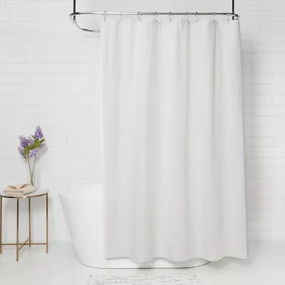 Subtle Striped Textured Shower Curtain Off-White - Image 2