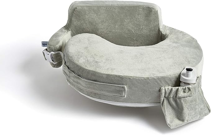 Super Deluxe Nursing Pillow - Enhanced Comfort & Ergonomic Breastfeeding Pillow for Ultimate Support For Mom & Baby - Adjustable and with Handy Side Pocket, Platinum - Image 2