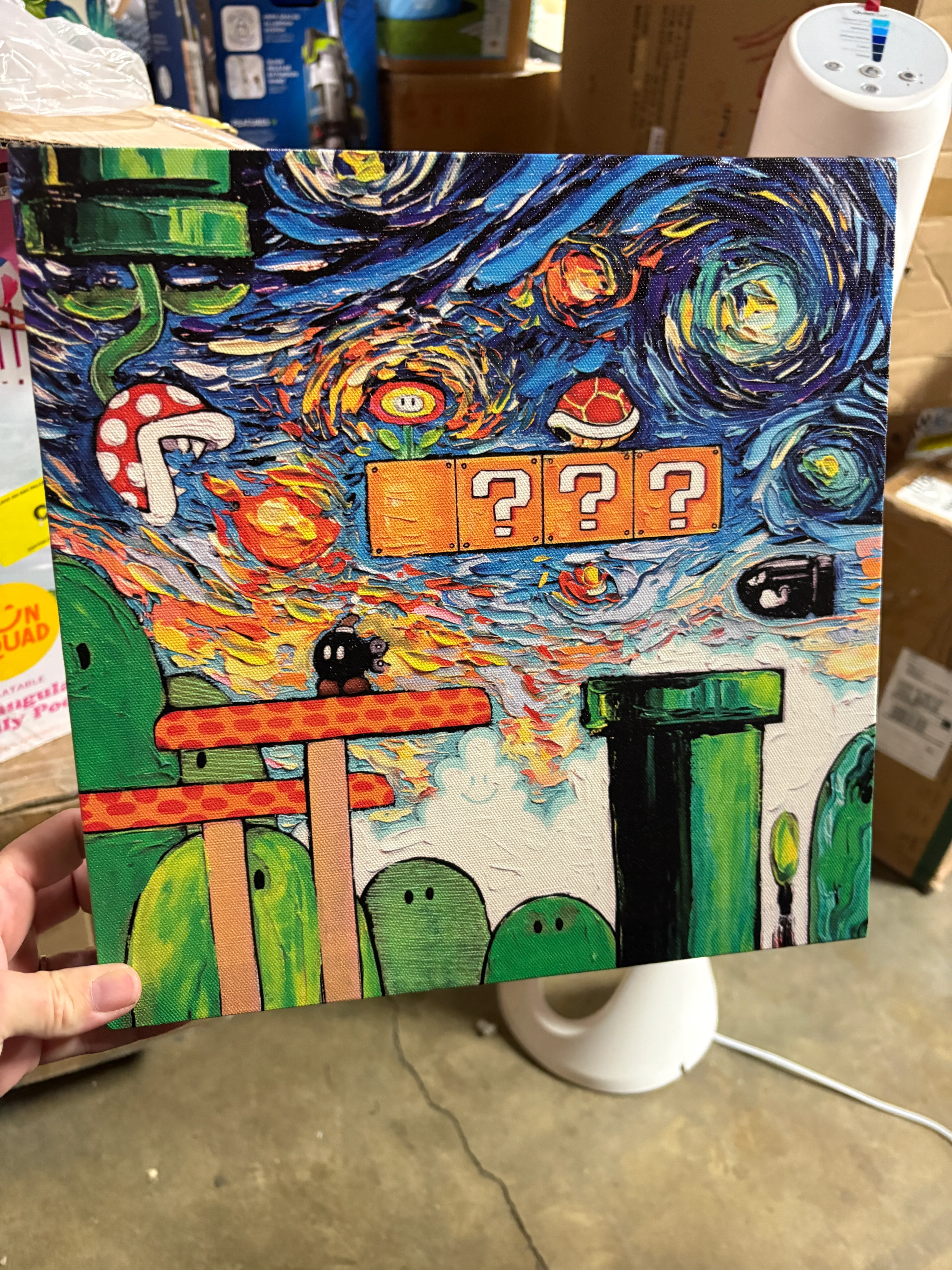 Super Mario World Van Gogh Style Abstract Canvas Art SHOWROOM ITEM - Image 2