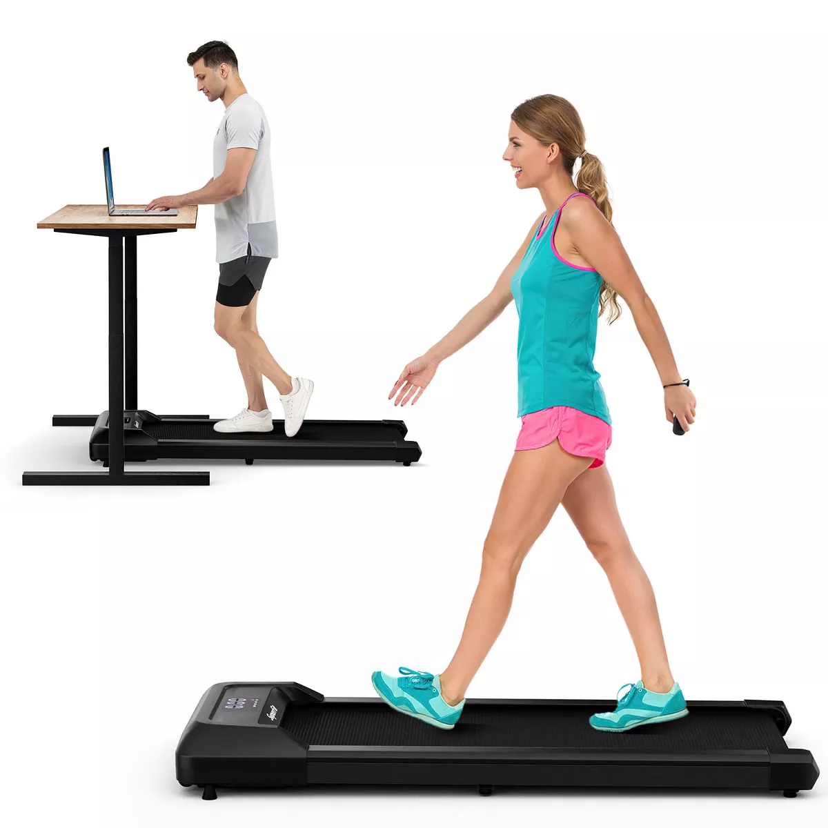 SuperFit Walking Pad Under Desk Treadmill with Remote Control and LED Display