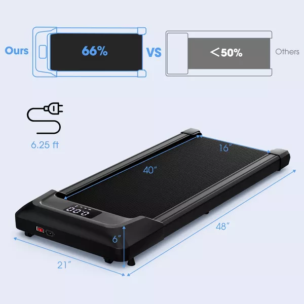 SuperFit Walking Pad Under Desk Treadmill with Remote Control and LED Display - Image 3
