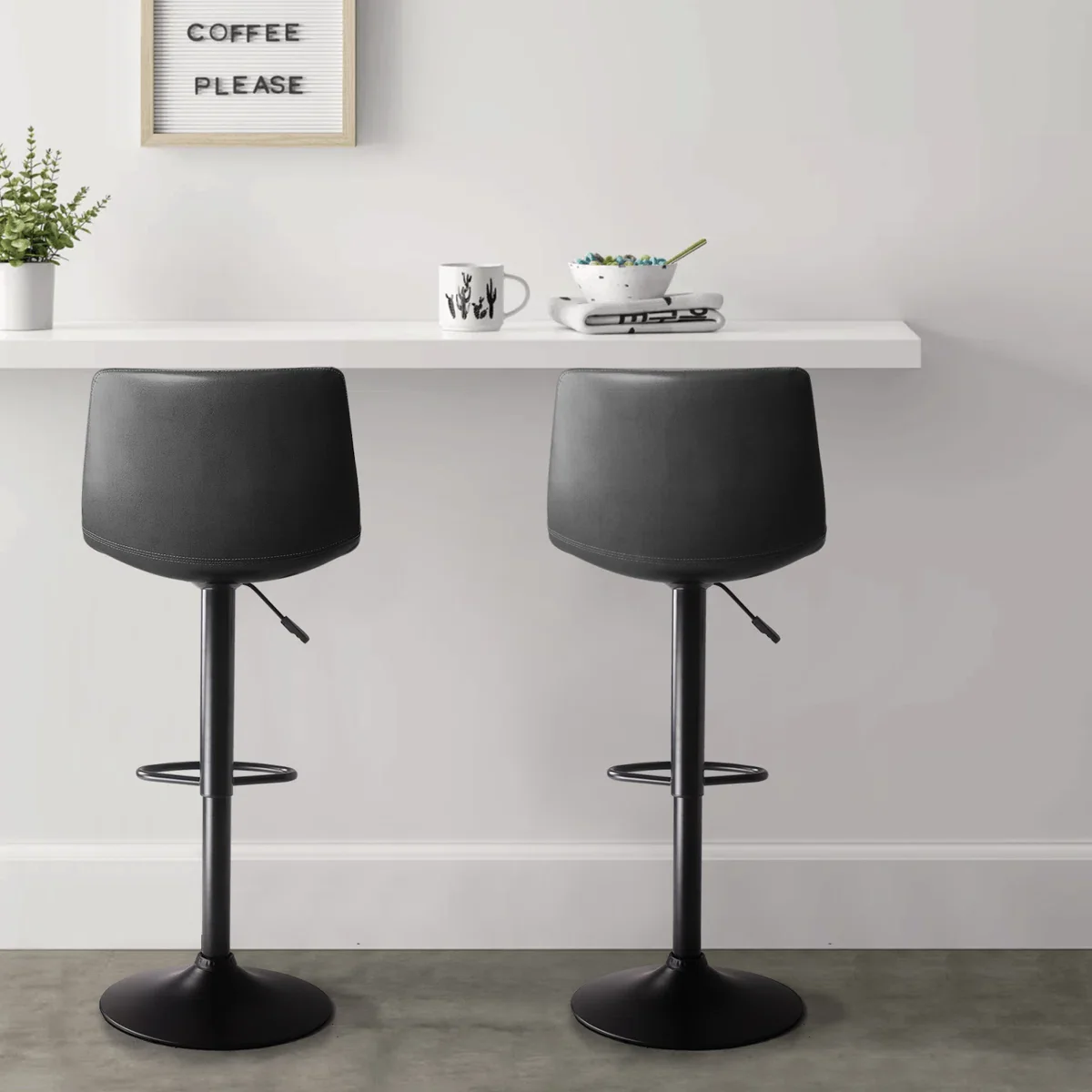 Swivel Upholstered Adjustable Height Counter Stool with Metal Frame (Set of 2) - Image 3