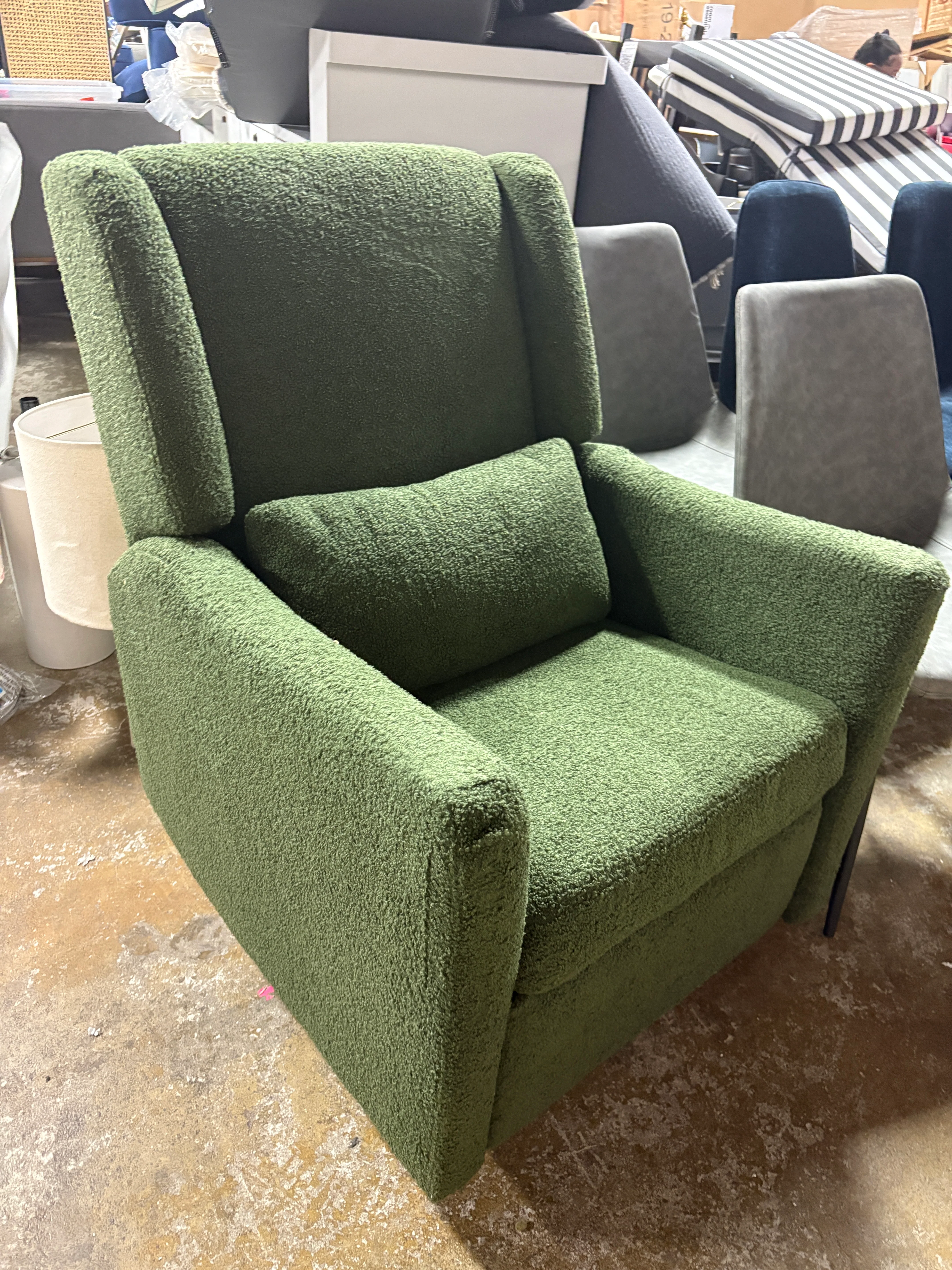 Swivel Wingback Glider Rocker Nursery Recliner Chair - GREEN SHOWROOM ITEM - Image 6