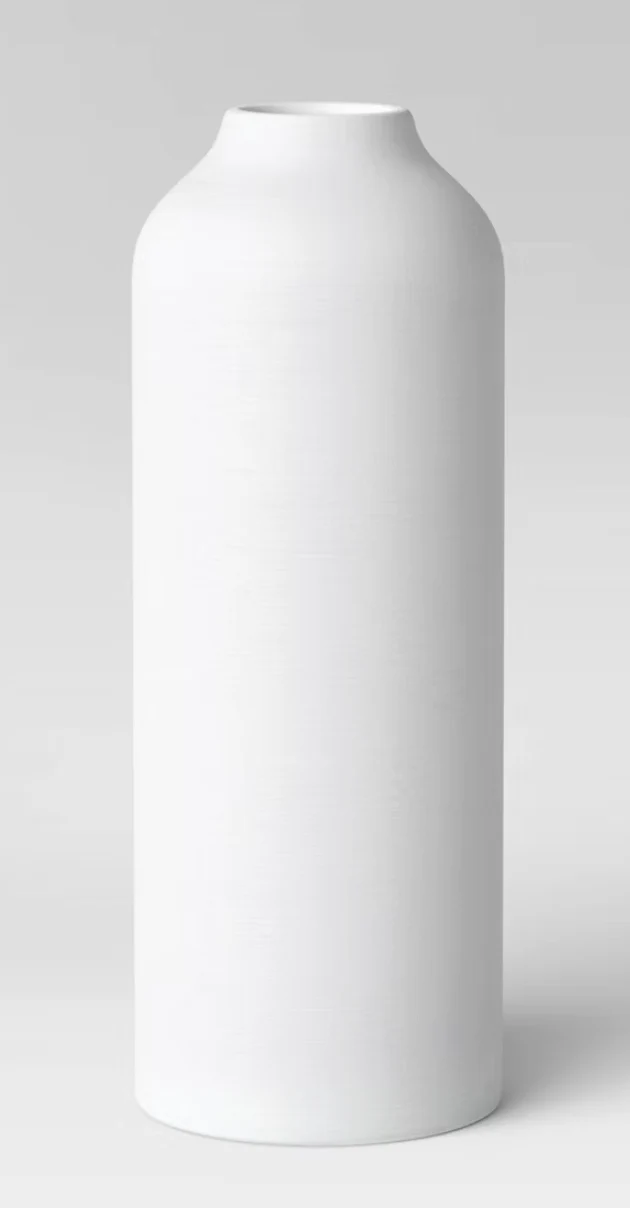Tall Modern Textured Ceramic Vase White - Threshold™: Elegant Bottle Shape, Hand Washable, Tabletop Décor SHOWROOM ITEM