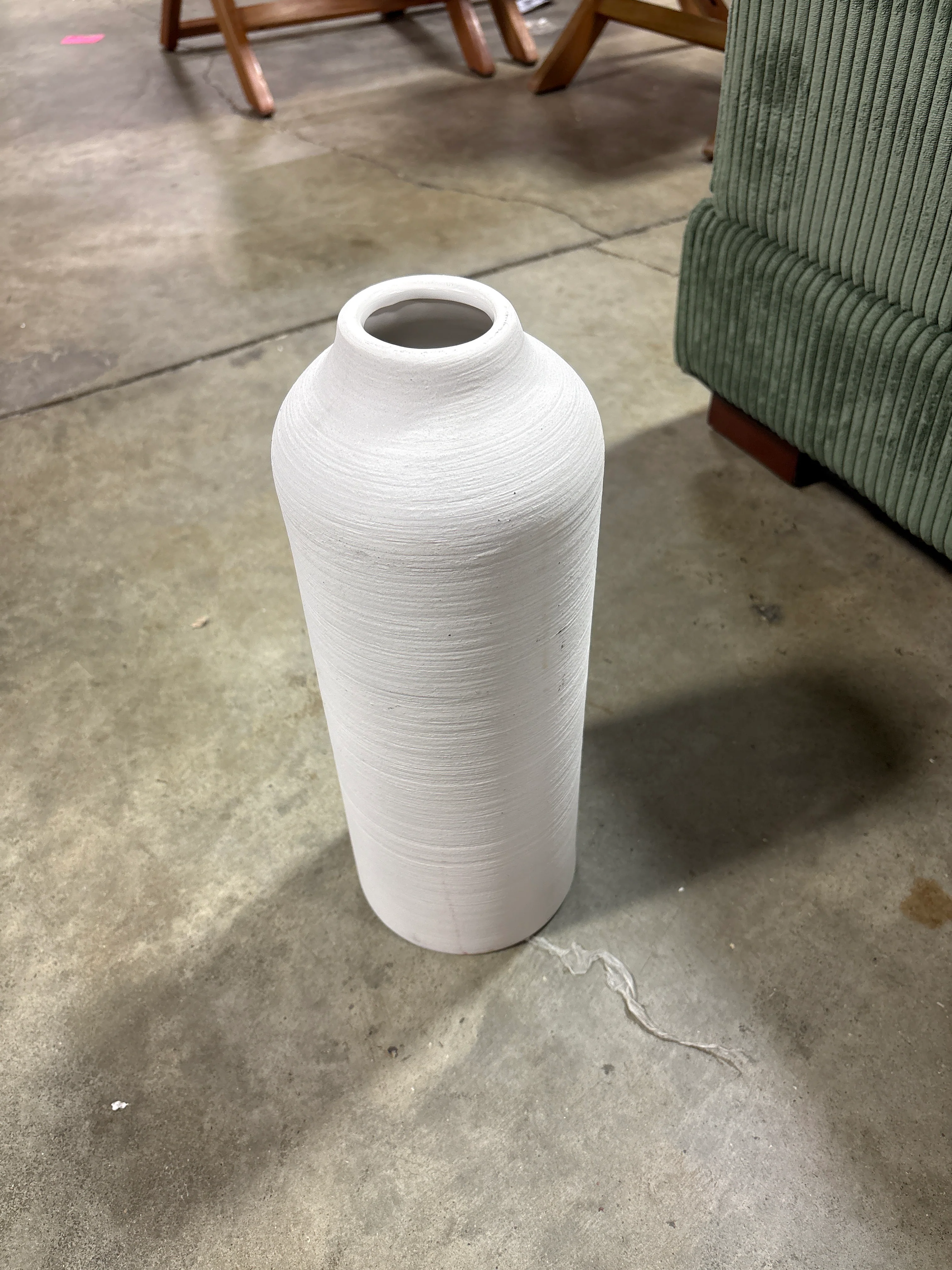Tall Modern Textured Ceramic Vase White - Threshold™: Elegant Bottle Shape, Hand Washable, Tabletop Décor SHOWROOM ITEM - Image 2