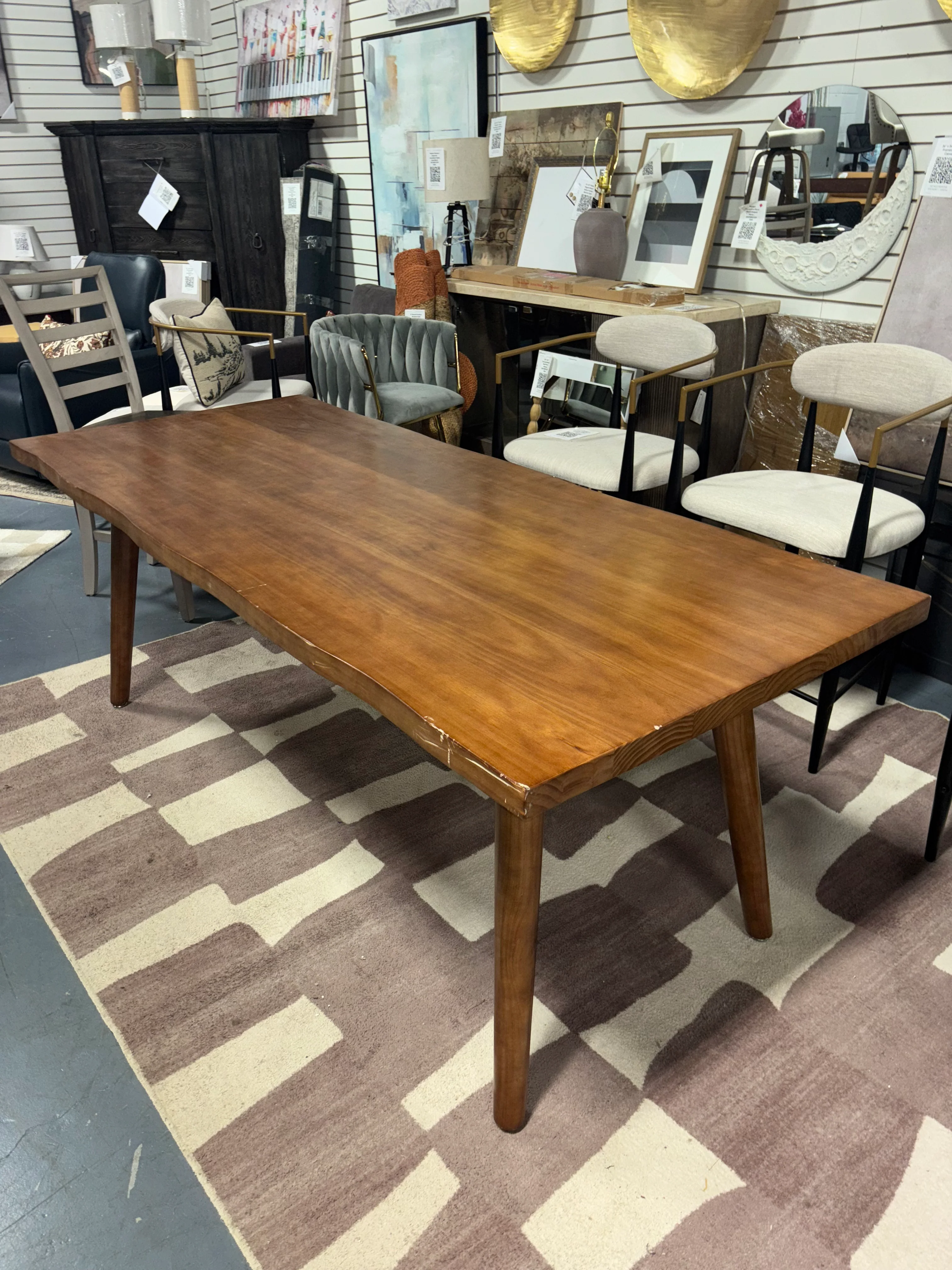 Tan Rectangular Solid Wood Butterfly Leaf Dining Table SHOWROOM ITEM - Image 2