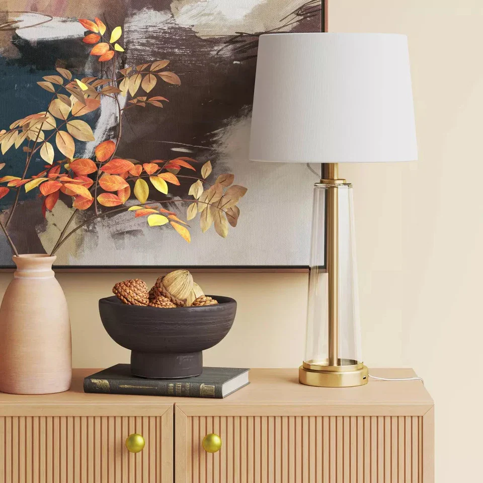Tapered Fillable Table Lamp with USB Clear - Image 3