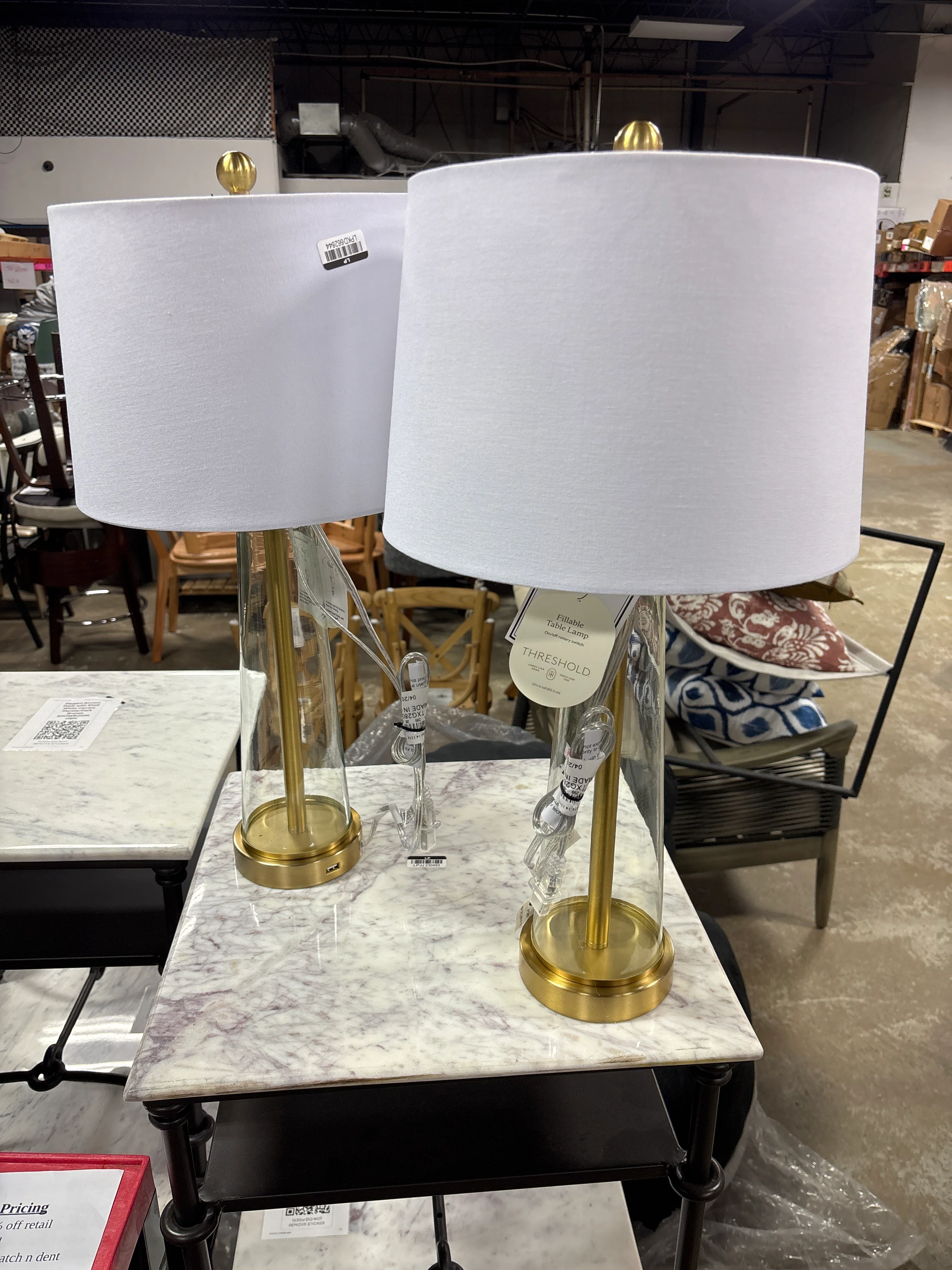 Tapered Fillable Table Lamp with USB Clear SHOWROOM ITEM - Image 2