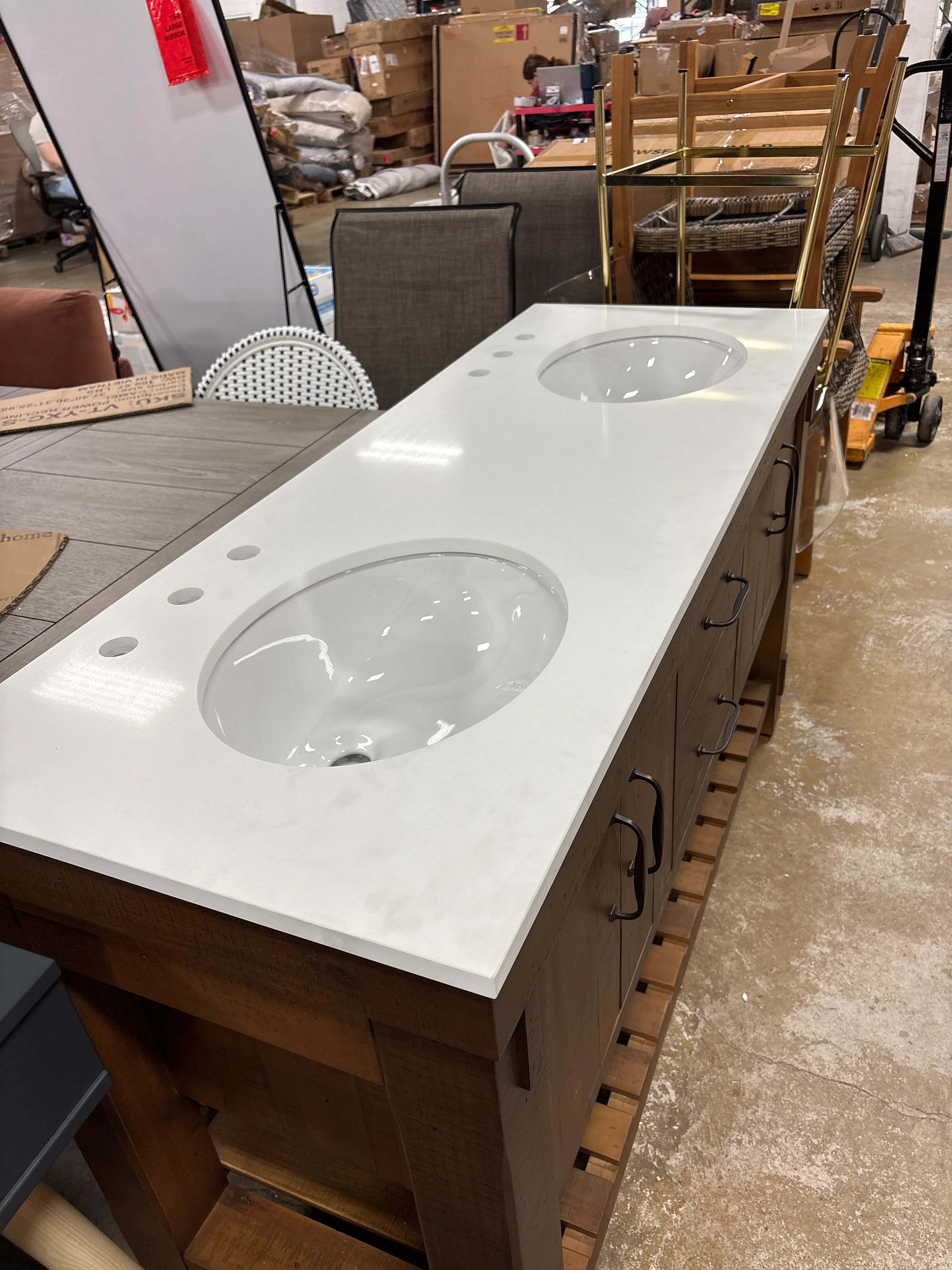 Telluride 60" Wide Double Bathroom Vanity | White Quartz Countertop SHOWROOM ITEM - Image 3