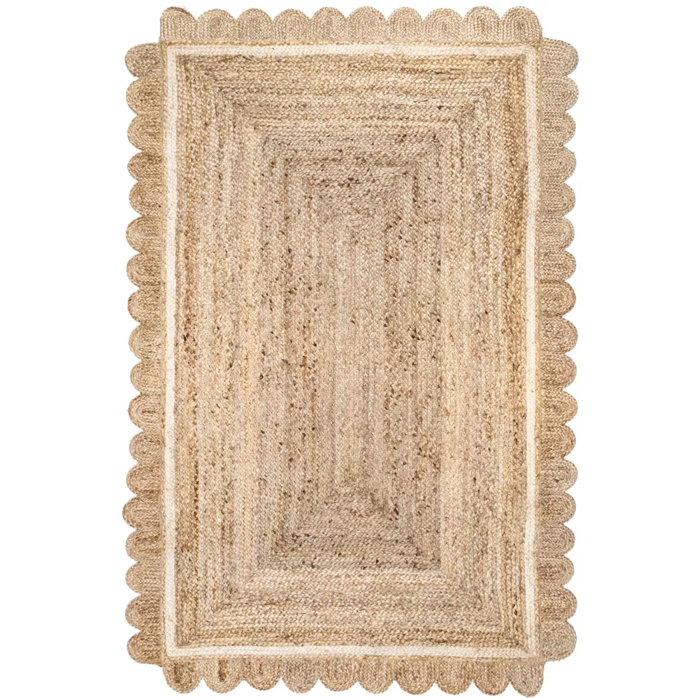 Tera Petals Solid 5x8 Jute Indoor Area Rug, Ivory 5x8