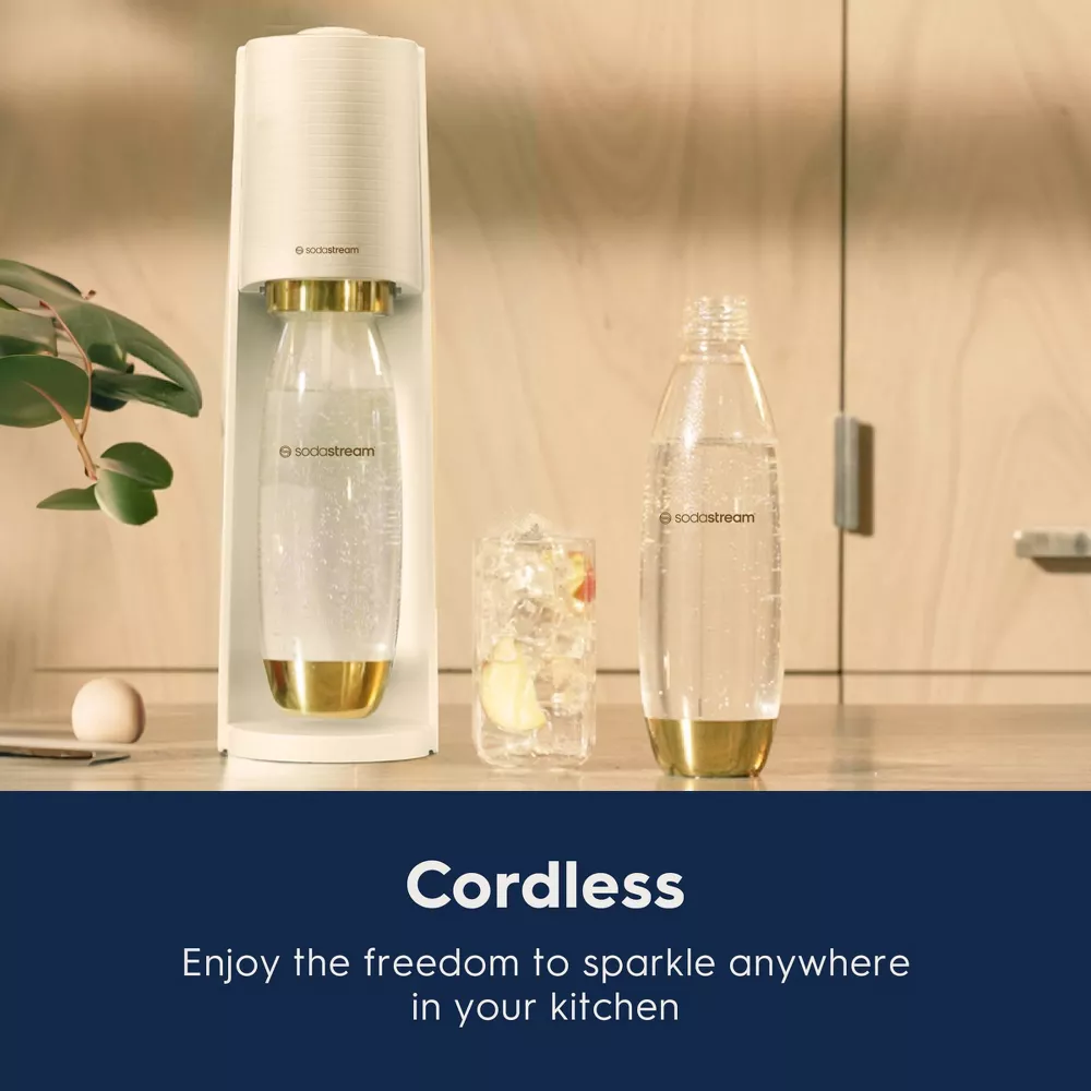 Terra Sparkling Water Maker with CO2 and Carbonating Bottle White/Gold - Image 4