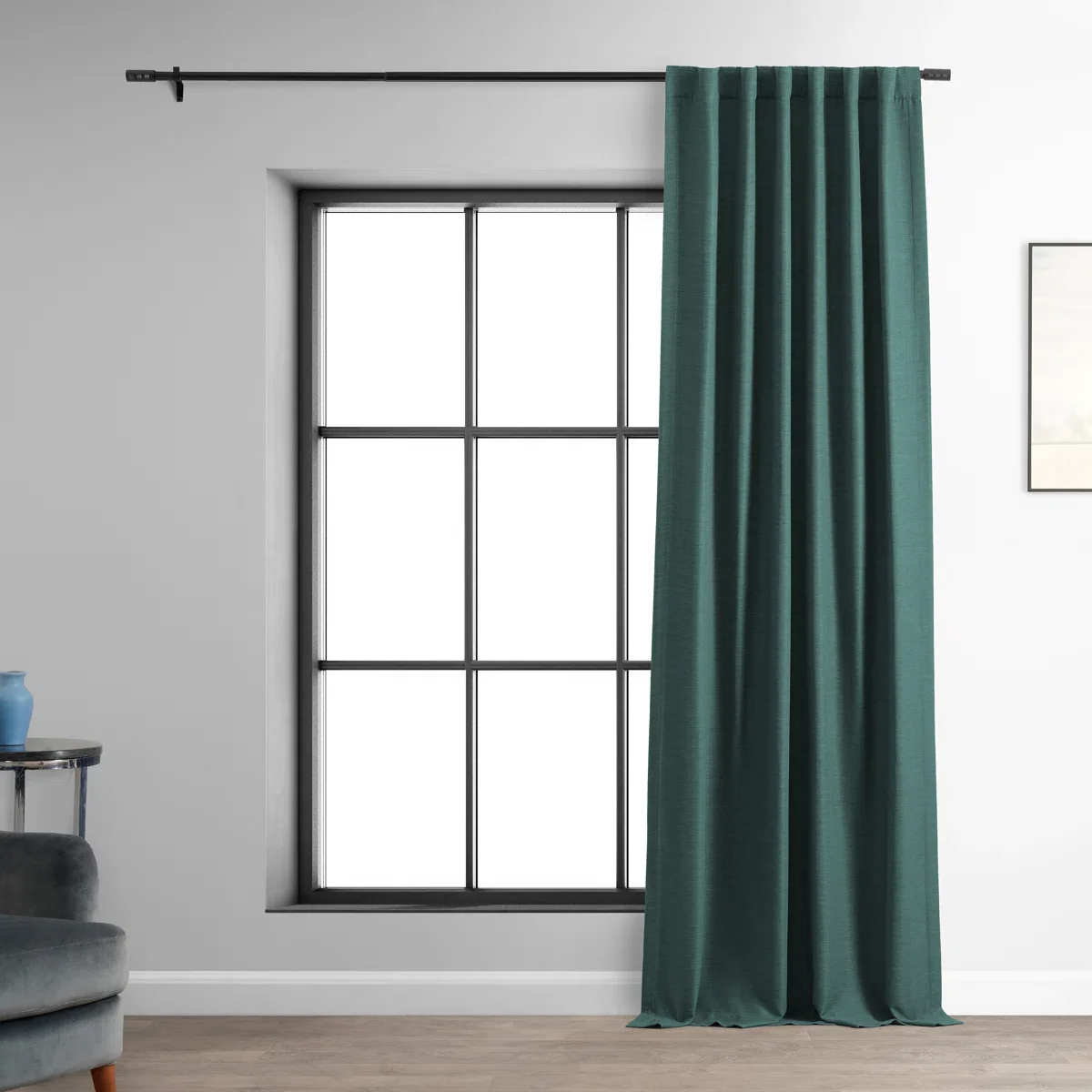 Textured Bellino Solid Rod Pocket Room Darkening Curtains - Single Panel Drapes