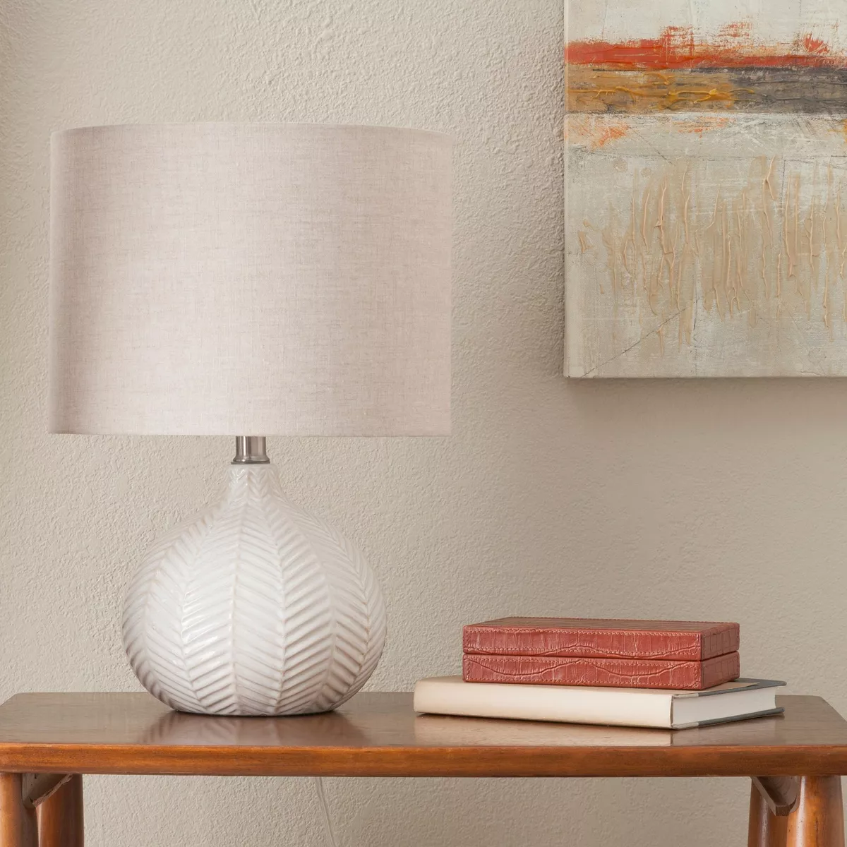 Textured Ceramic Accent Lamp - Cream SHOWROOM ITEM