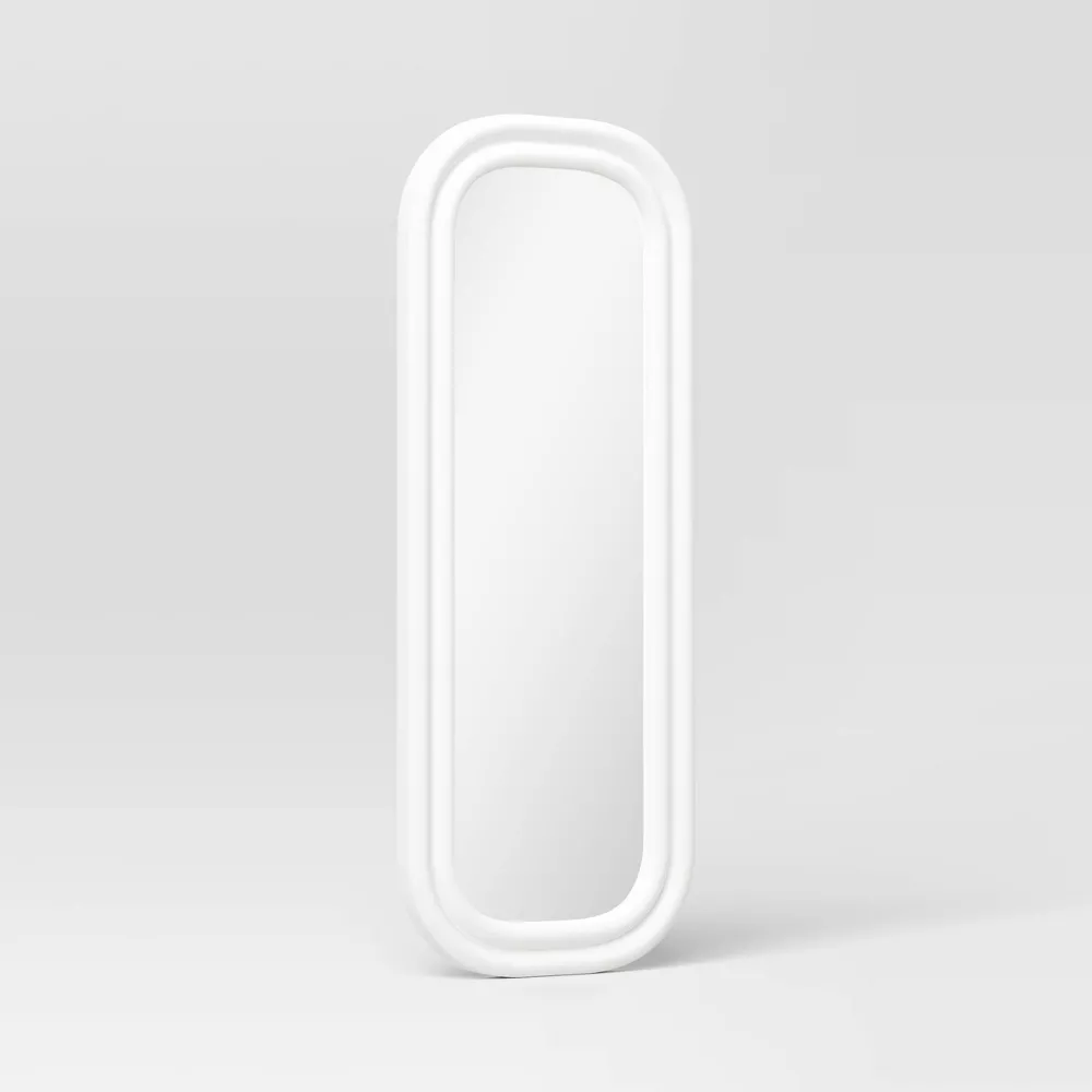 Textured Floor Mirror White