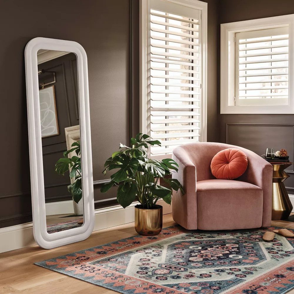 Textured Floor Mirror White - Image 4
