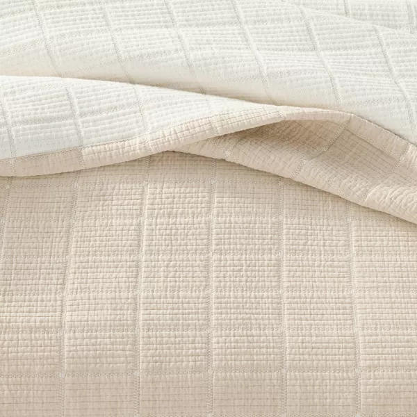 Textured Grid Coverlet Beige King - Image 2