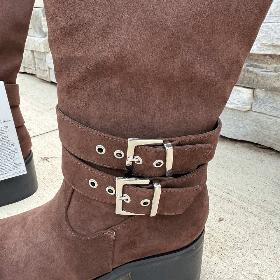 The Drop Women's Sage Tall Biker Boot with Buckles - Image 3