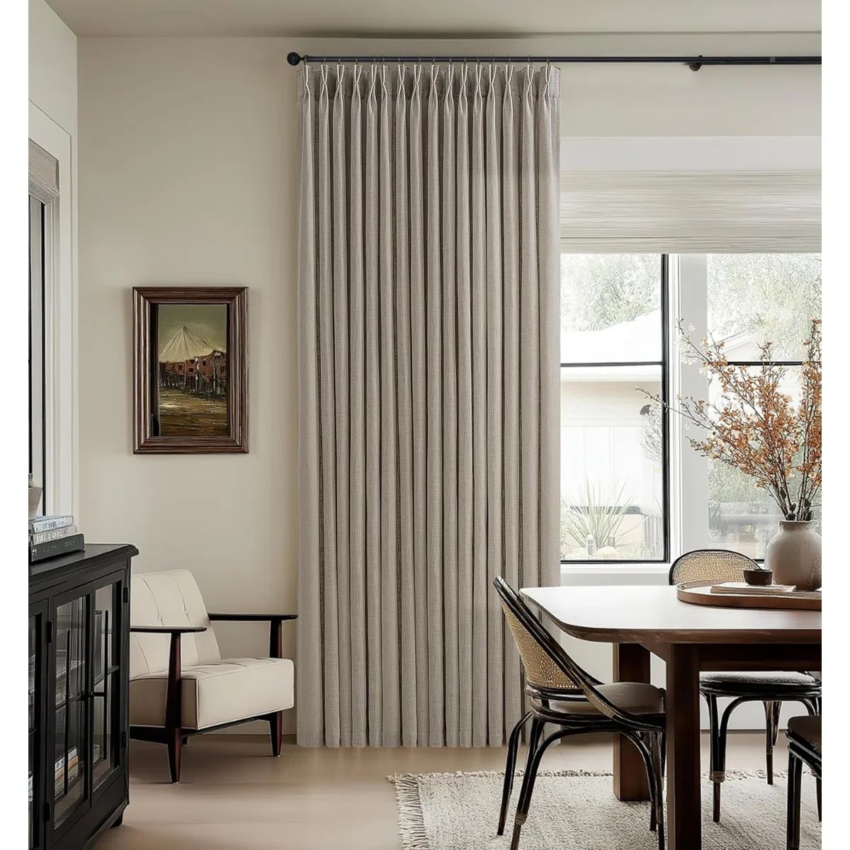 Thick Linen Fabric Memory Trained Pinch Pleated Solid Farmhouse 2 Panels - Image 4