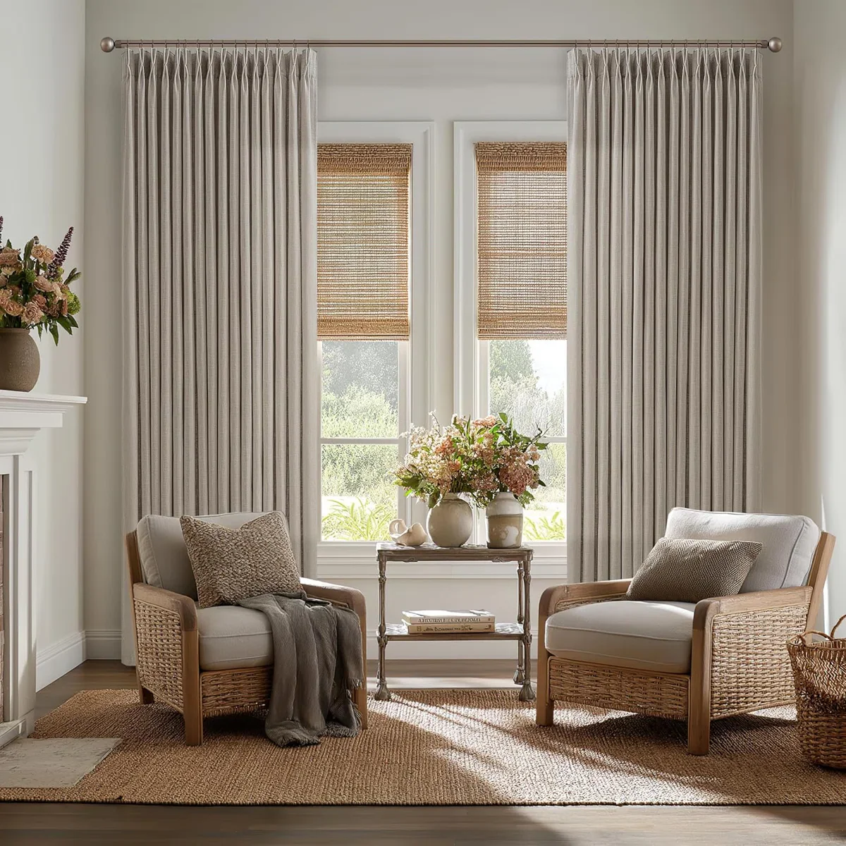 Thick Linen Fabric Memory Trained Pinch Pleated Solid Farmhouse 2 Panels - Image 5